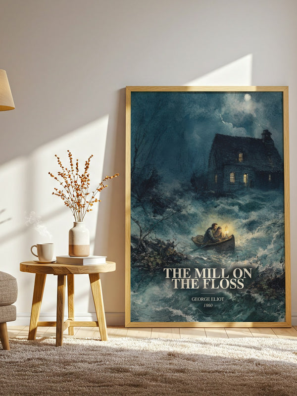 The Mill On The Floss watercolour print in frame leaning in hallway – classic literature wall art