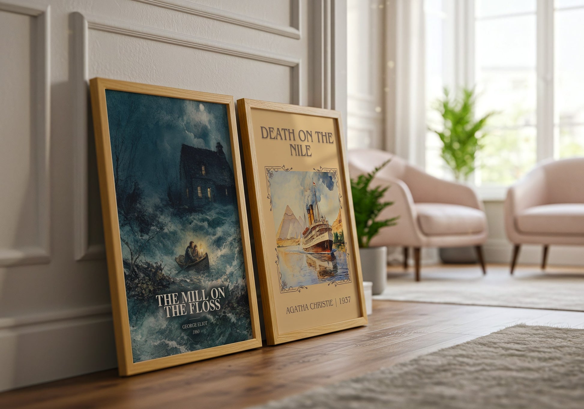The Mill On The Floss watercolour print framed by window – literary home decor
