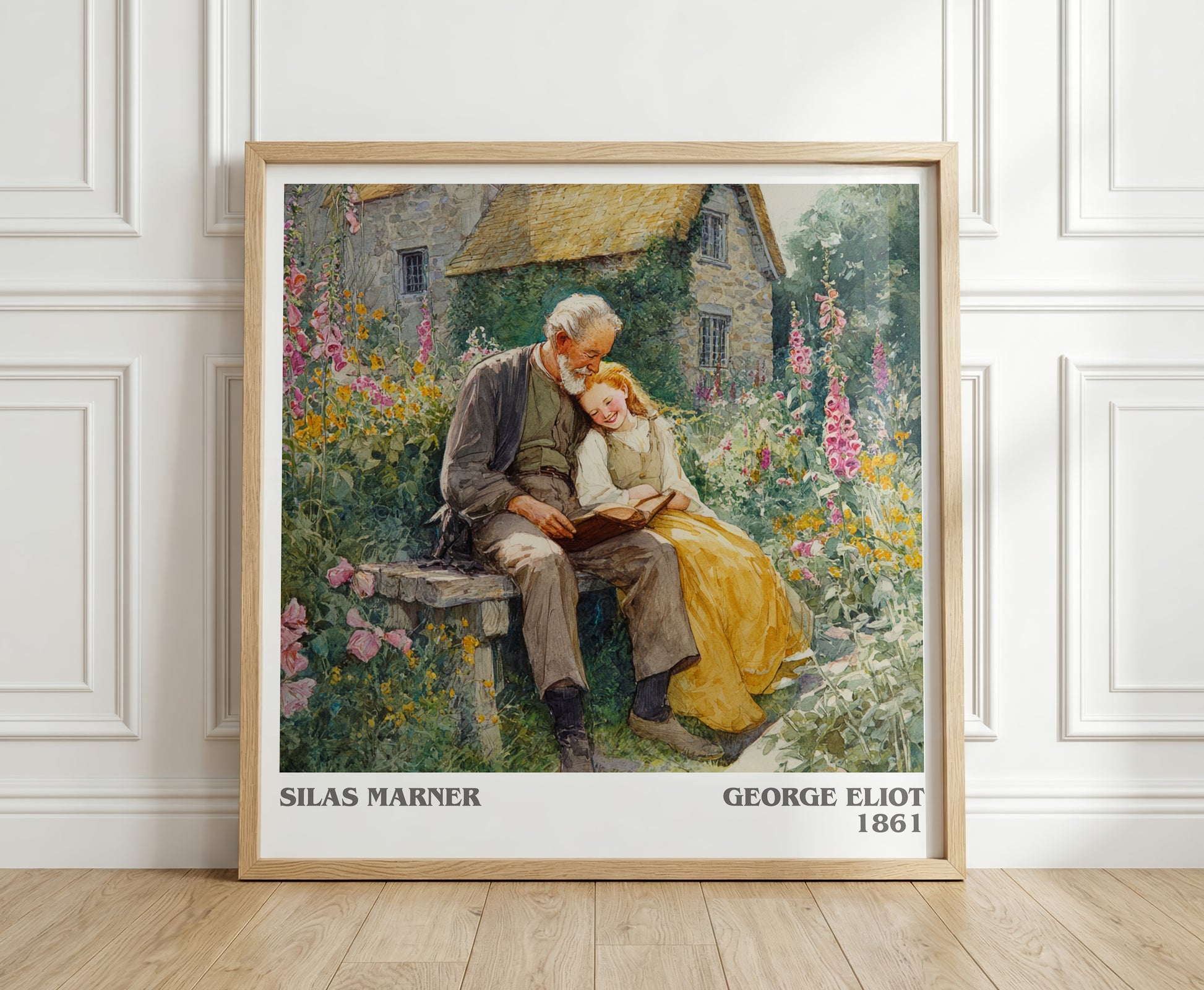 Silas Marner literary print in frame leaning in hallway – classic literature wall art