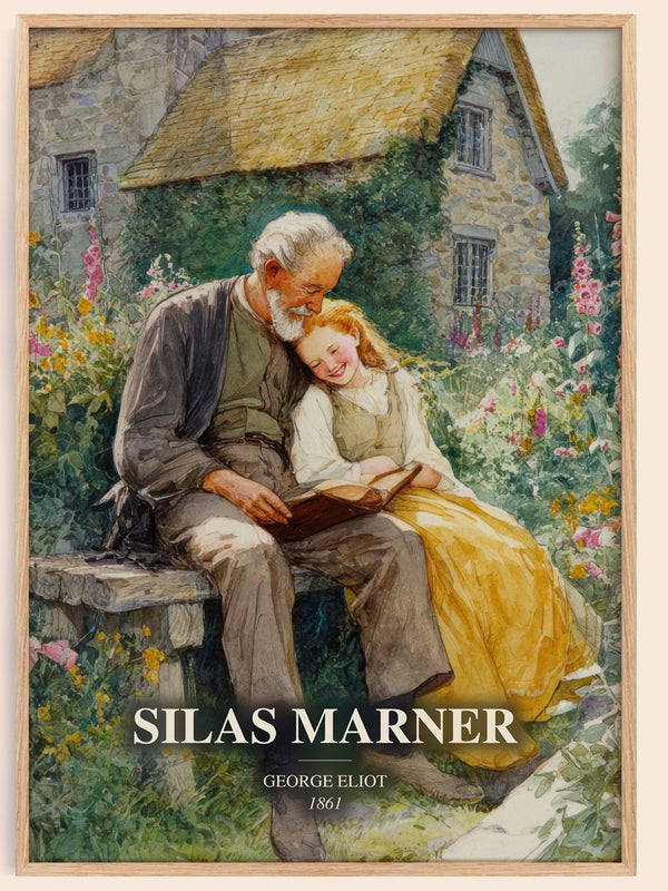 Silas Marner watercolour book poster by George Eliot – framed literary art print