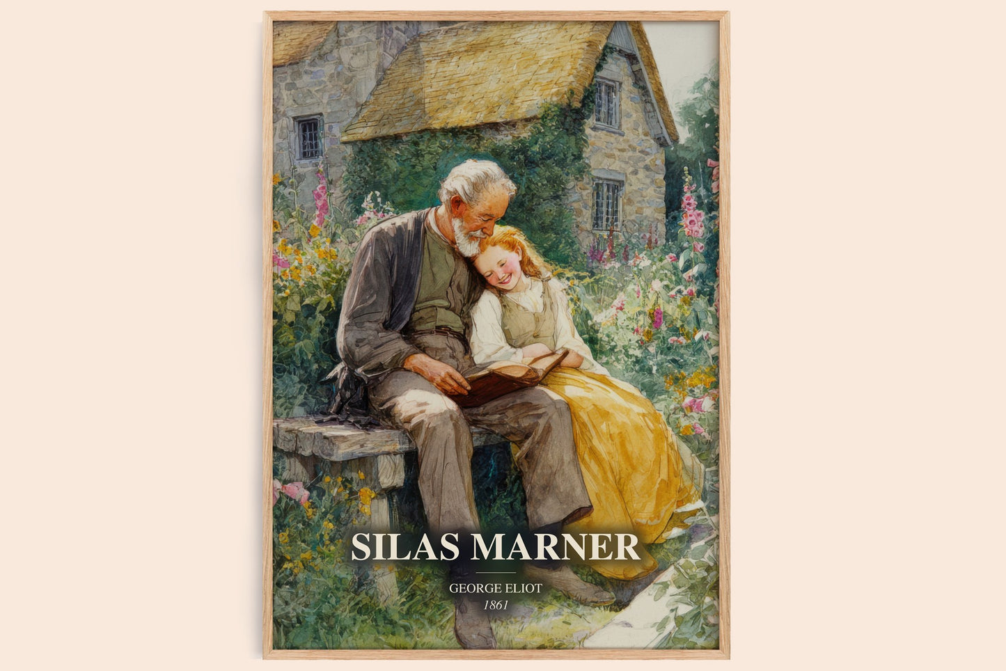 Silas Marner watercolour book poster by George Eliot – framed literary art print