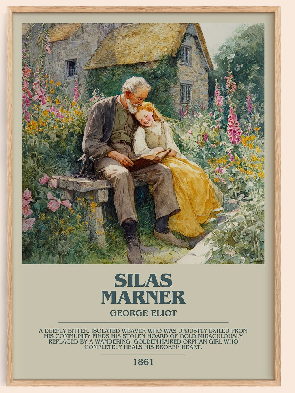 Silas Marner bookish book poster by George Eliot – framed literary art print