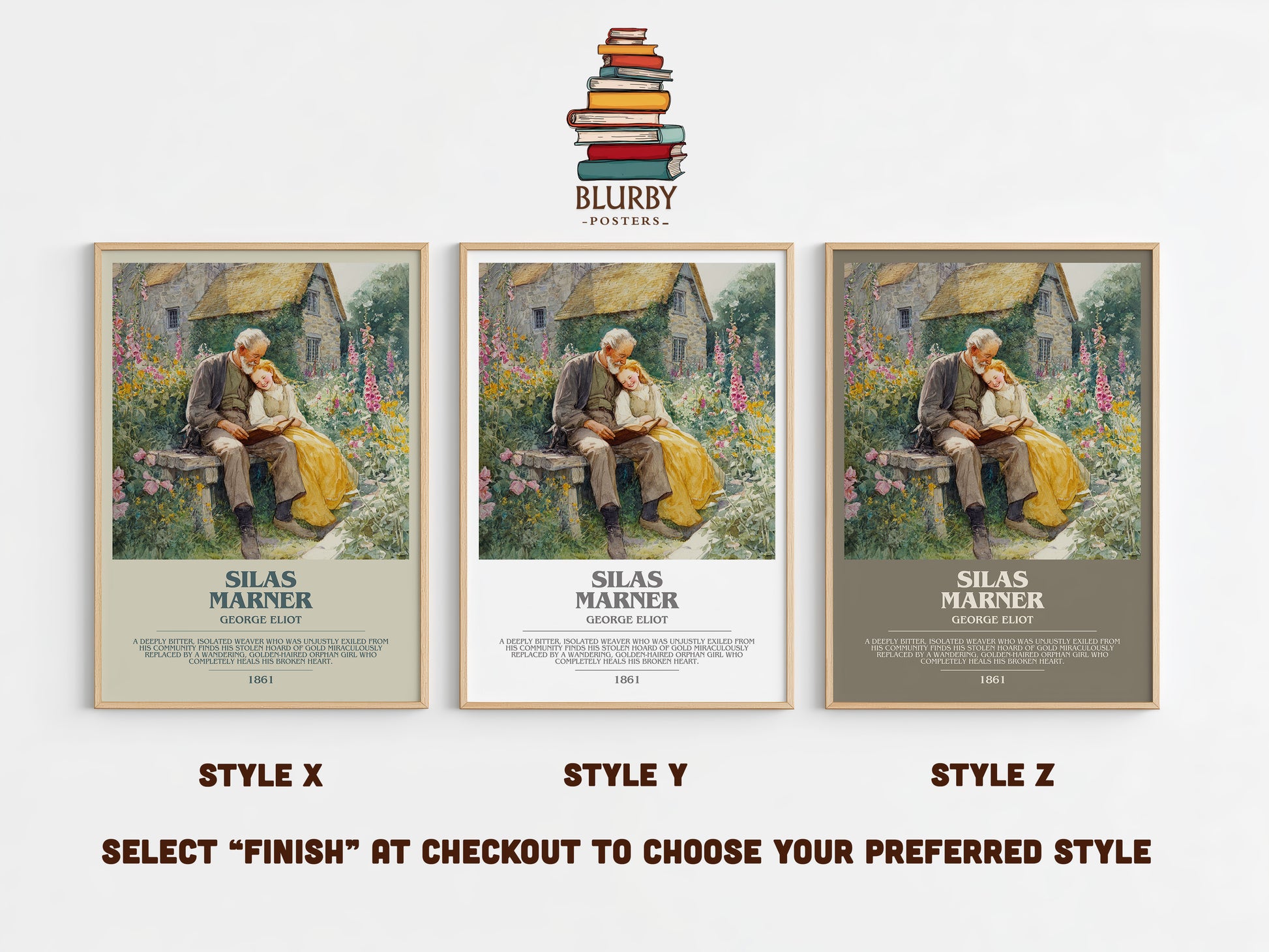Silas Marner bookish print in frame leaning in hallway – thriller wall art