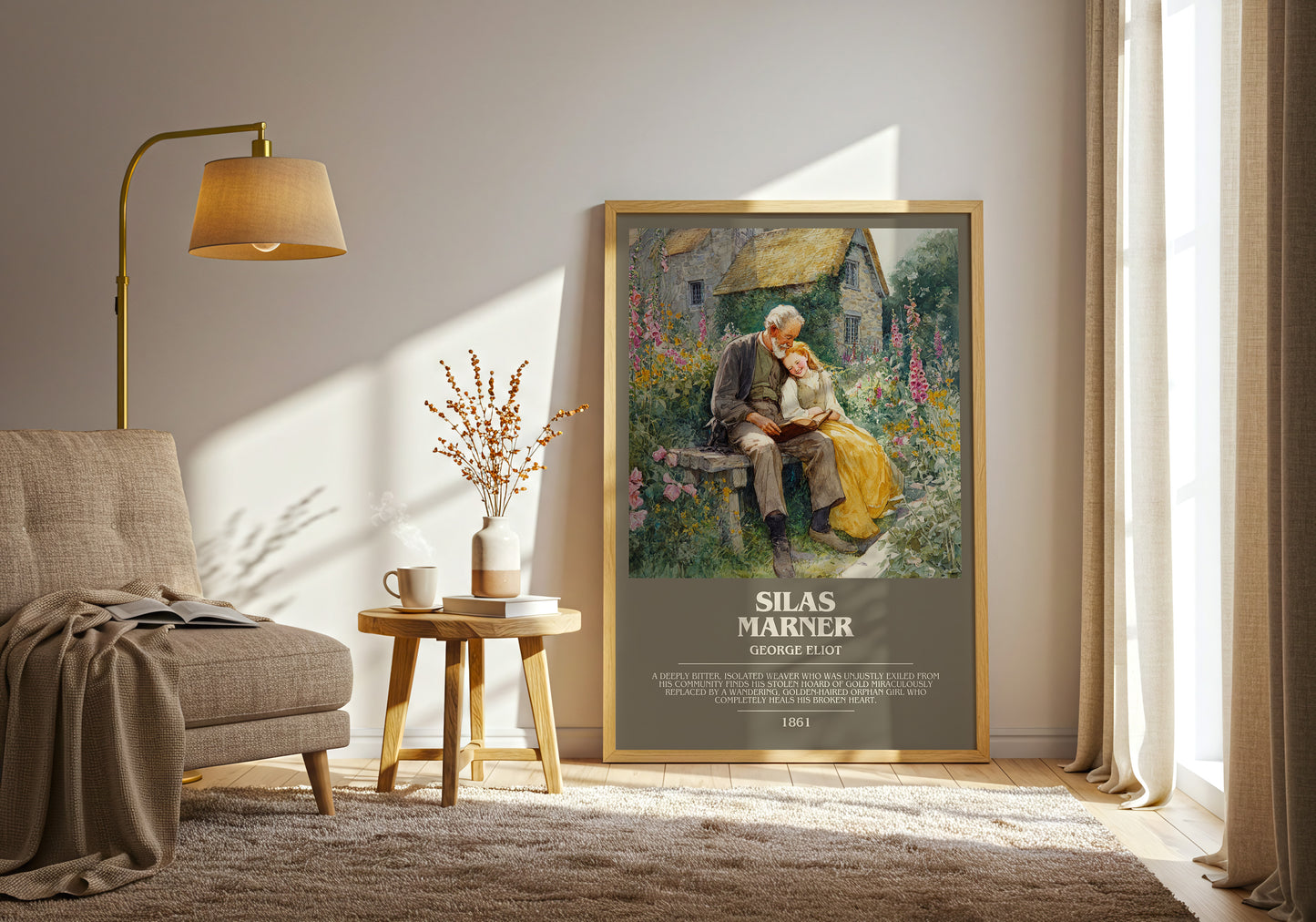 Silas Marner bookish print framed by window – literary home decor