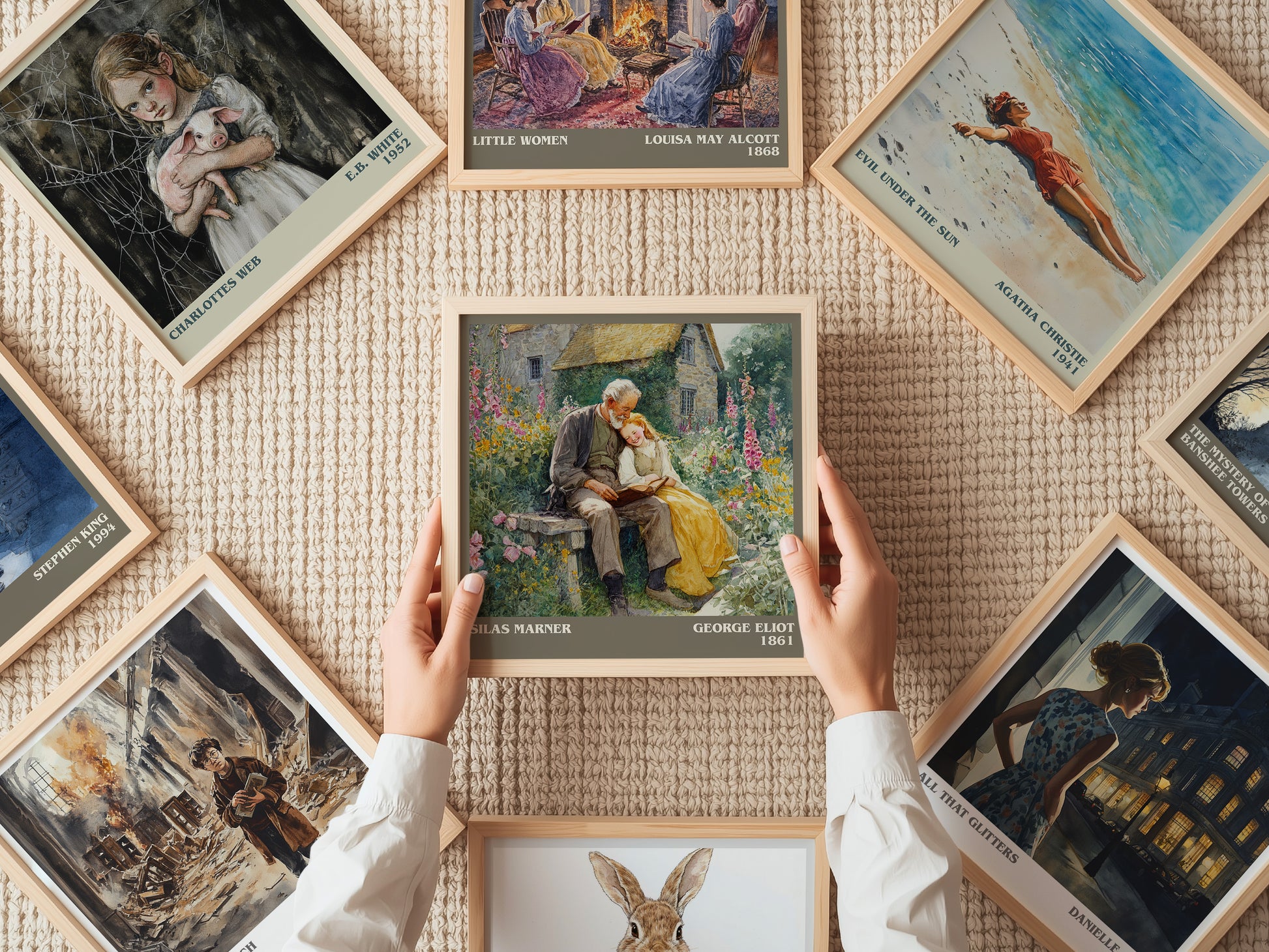 Silas Marner literary print on bookshelf – George Eliot fan gift