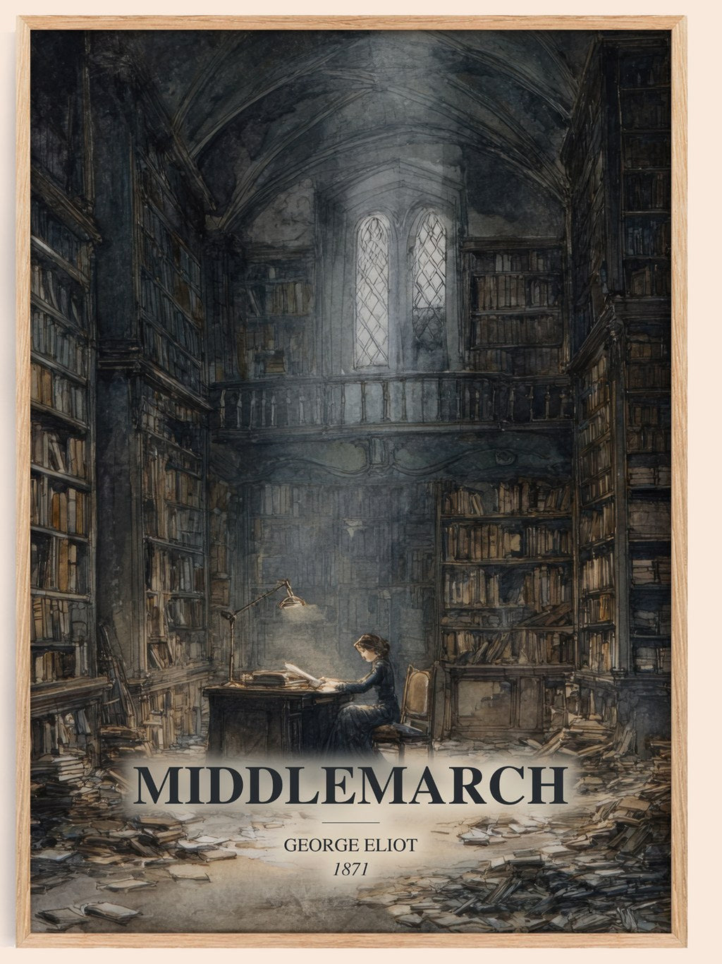 Middlemarch watercolour book poster by George Eliot – framed literary art print