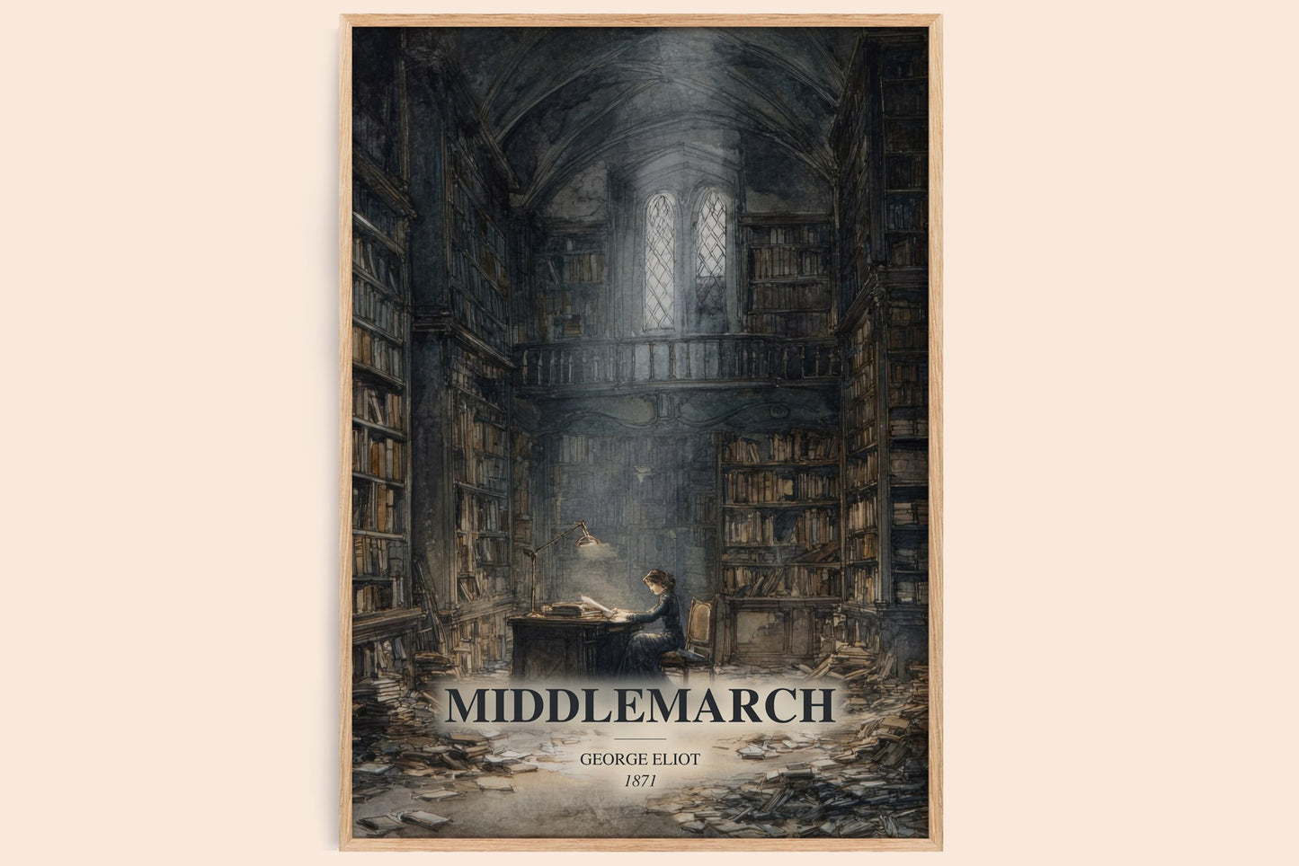 Middlemarch watercolour book poster by George Eliot – framed literary art print