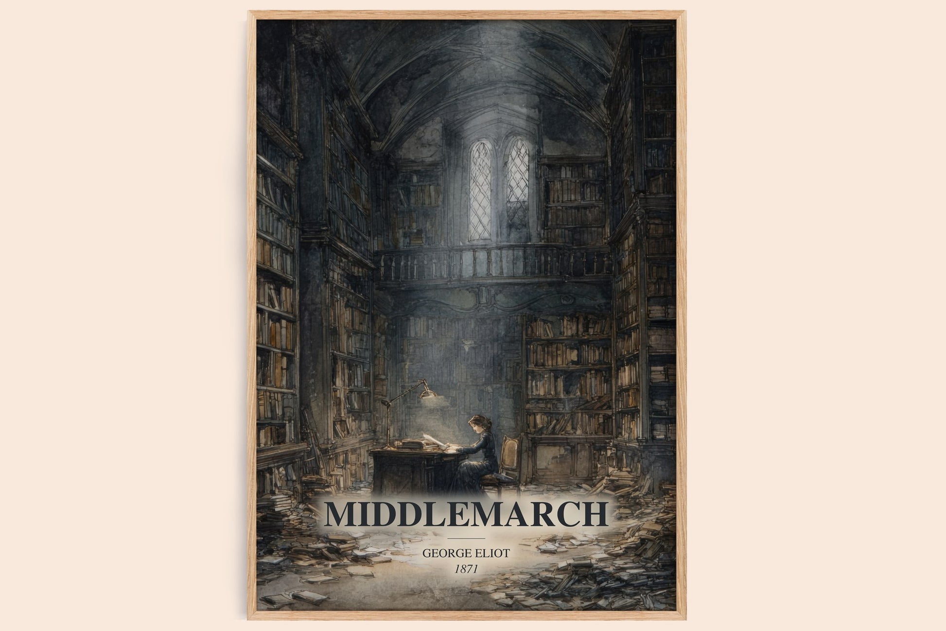 Middlemarch watercolour book poster by George Eliot – framed literary art print