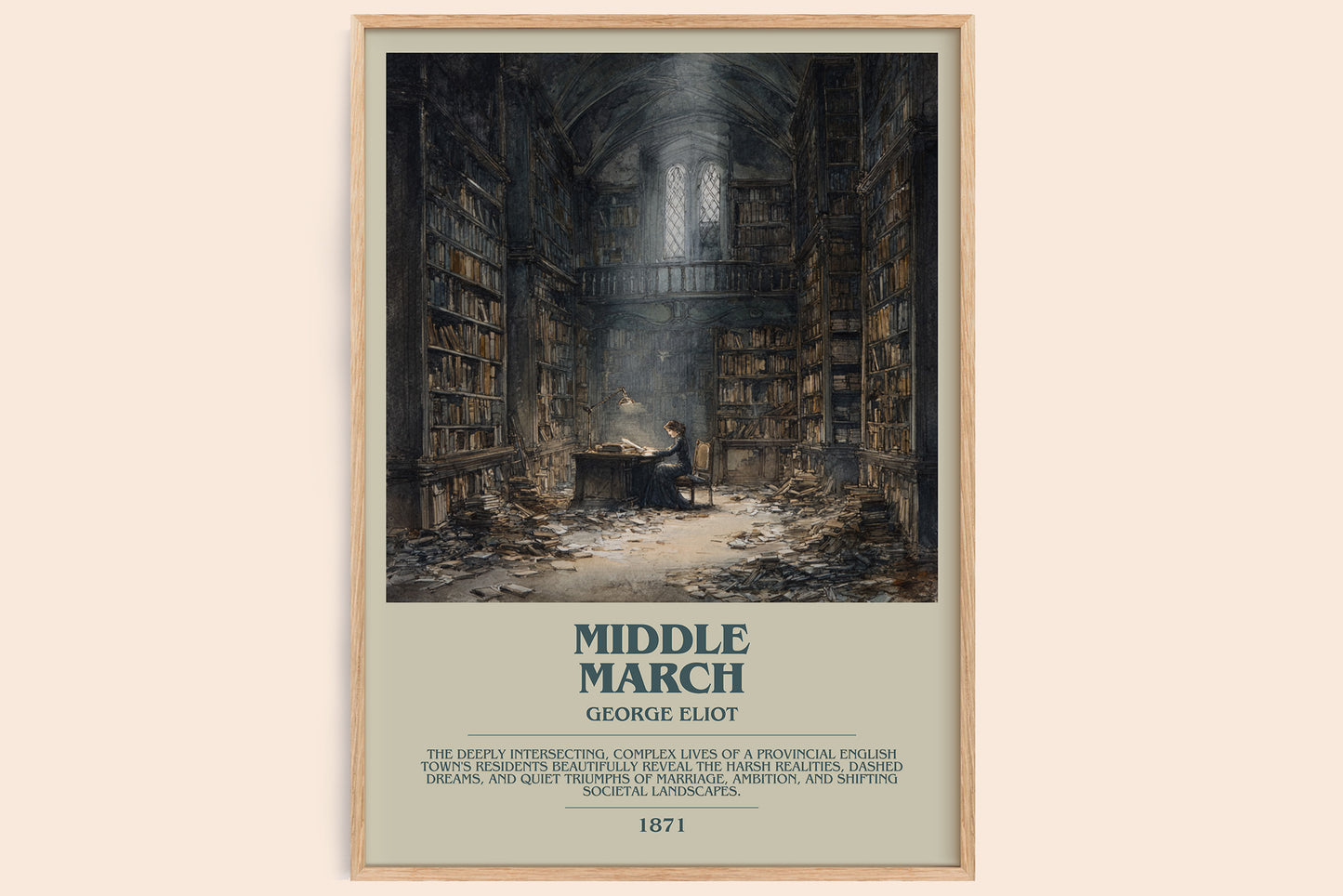 Middlemarch bookish book poster by George Eliot – framed literary art print
