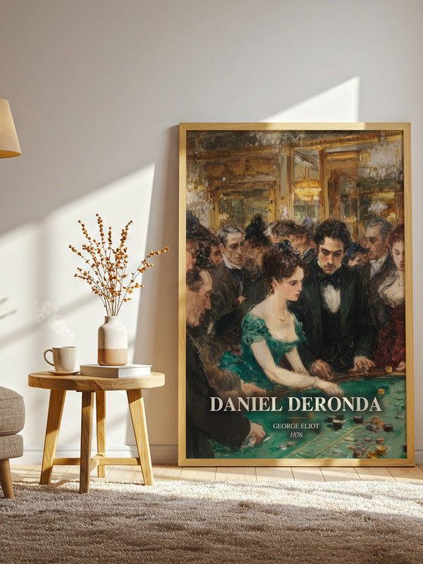 Daniel Deronda watercolour print in frame leaning in hallway – classic literature wall art