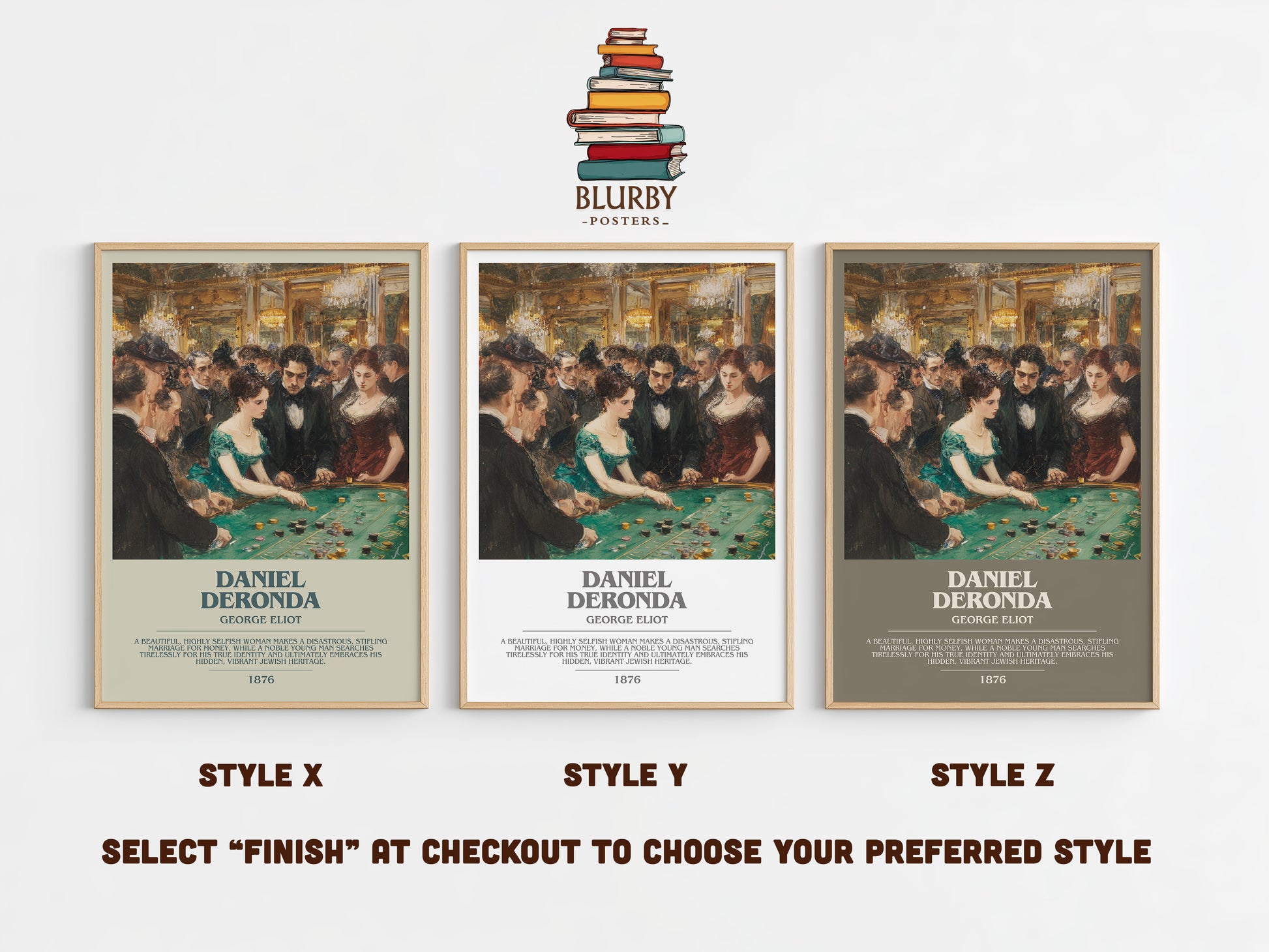 Daniel Deronda bookish print in frame leaning in hallway – non fiction wall art