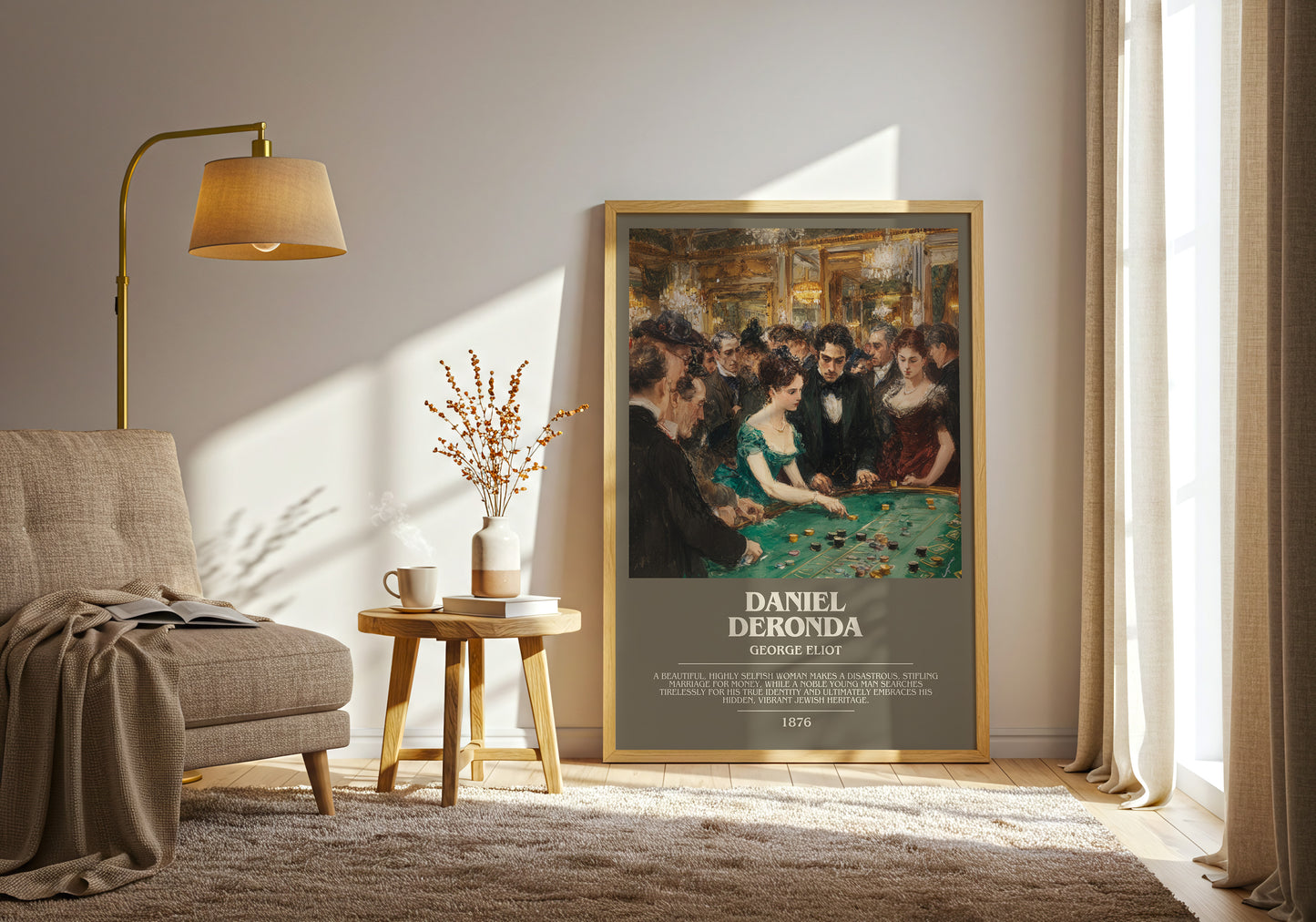 Daniel Deronda bookish print framed by window – literary home decor