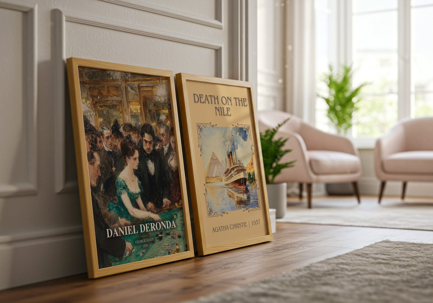 Daniel Deronda watercolour print framed by window – literary home decor