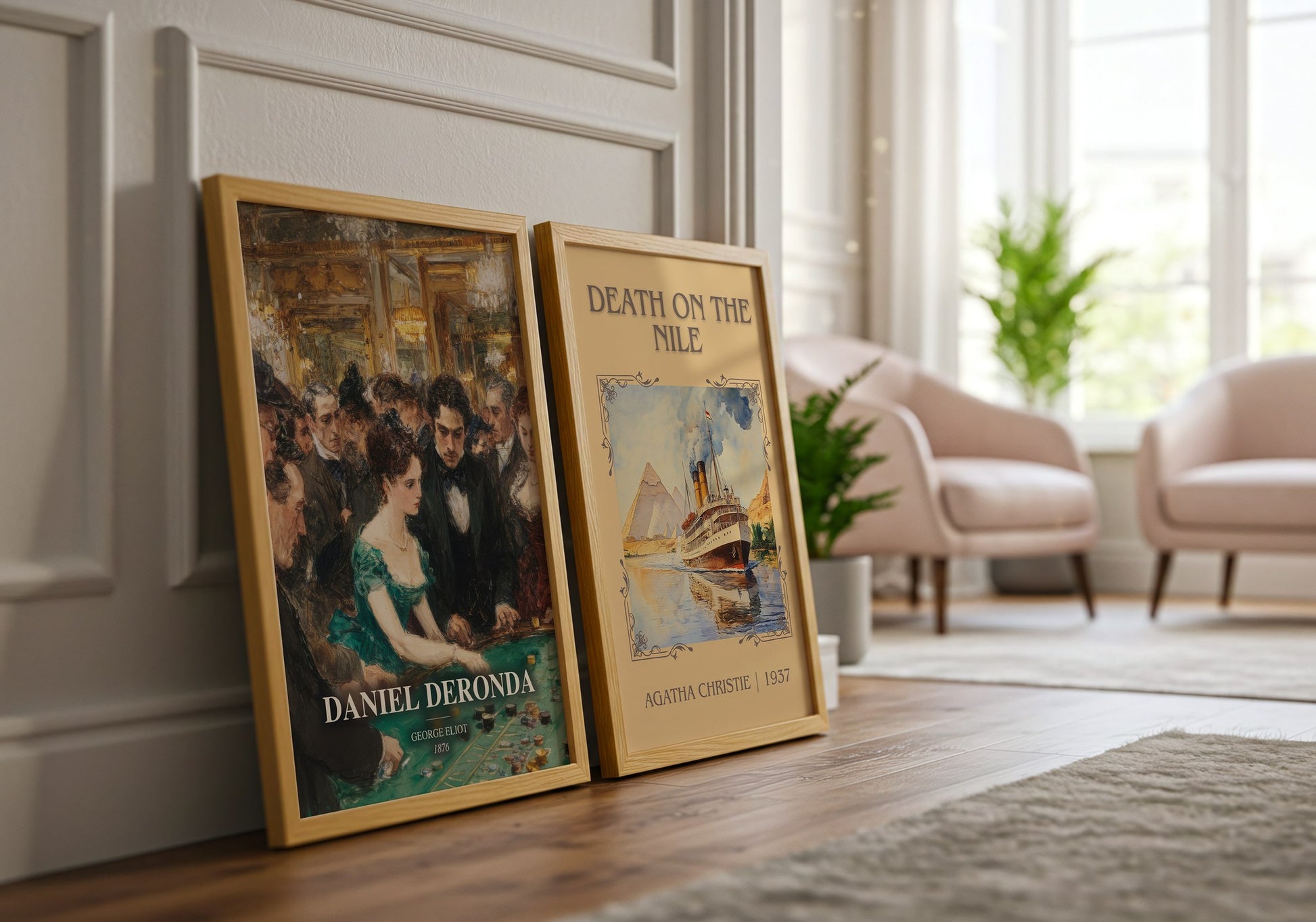 Daniel Deronda watercolour print framed by window – literary home decor