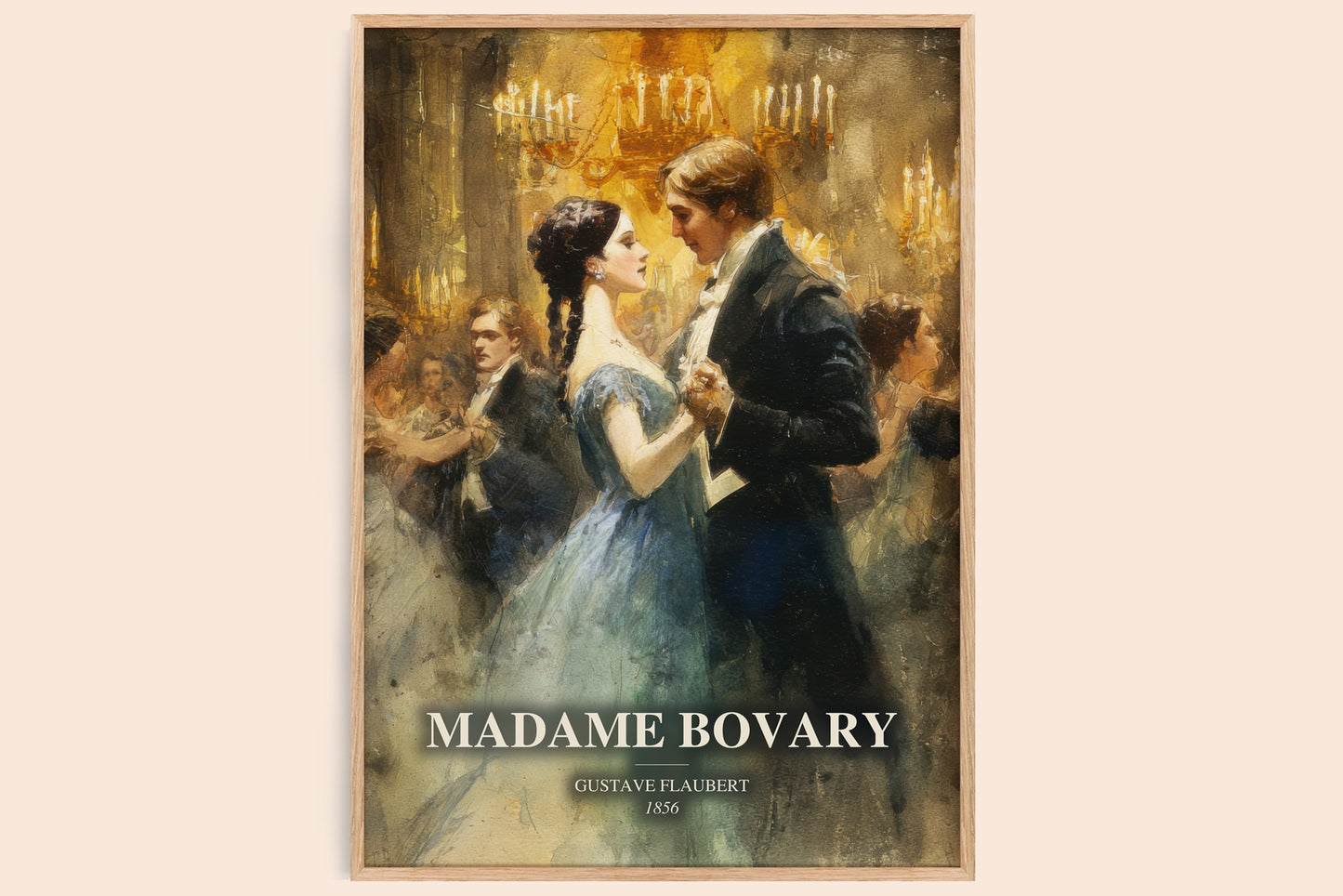 Madame Bovary watercolour book poster by Gustave Flaubert – framed literary art print