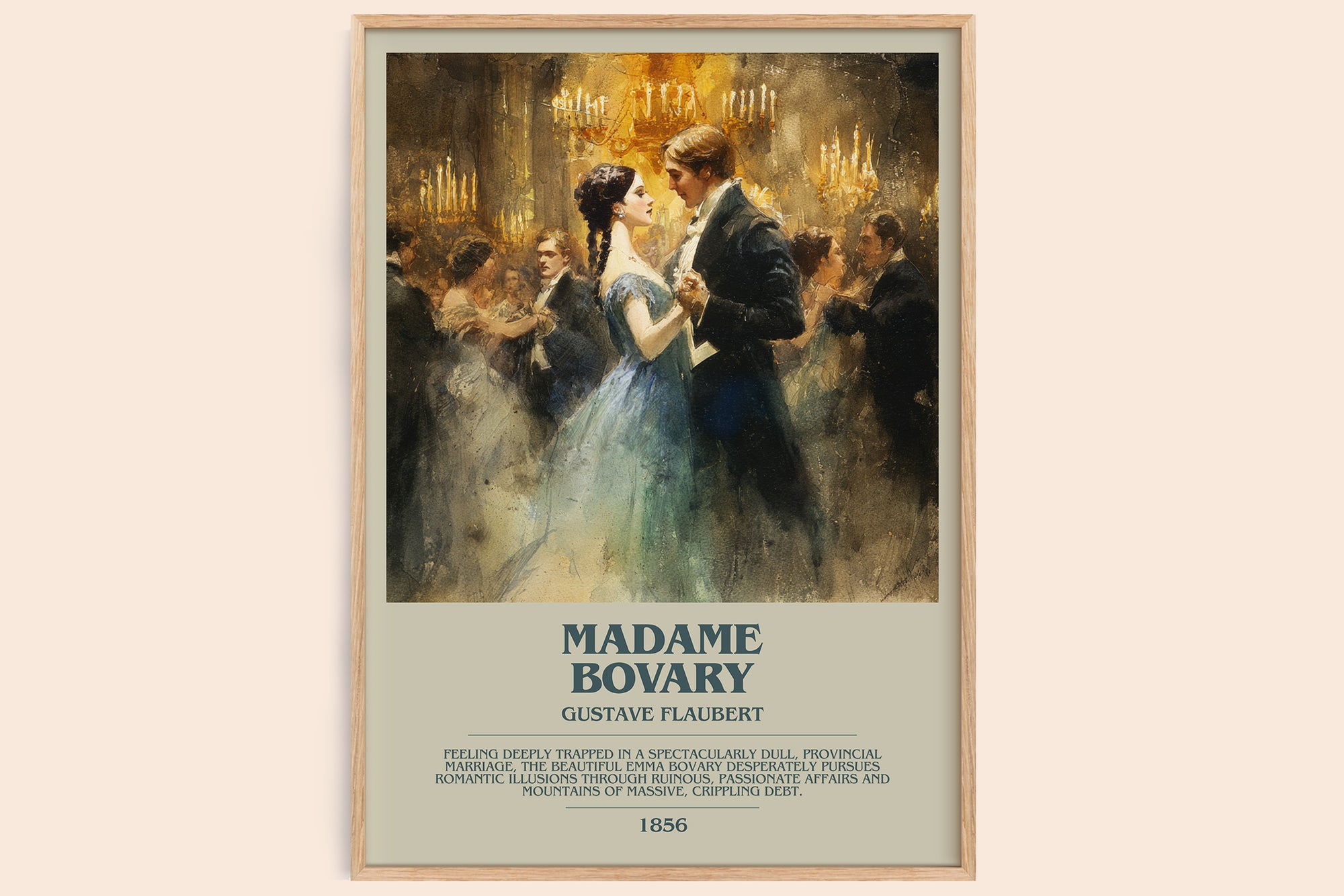 Madame Bovary bookish book poster by Gustave Flaubert – framed literary art print