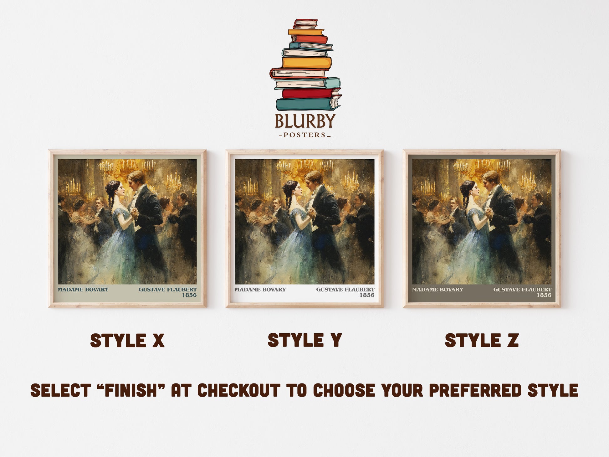 Madame Bovary literary art print colour and style options – Gustave Flaubert book art