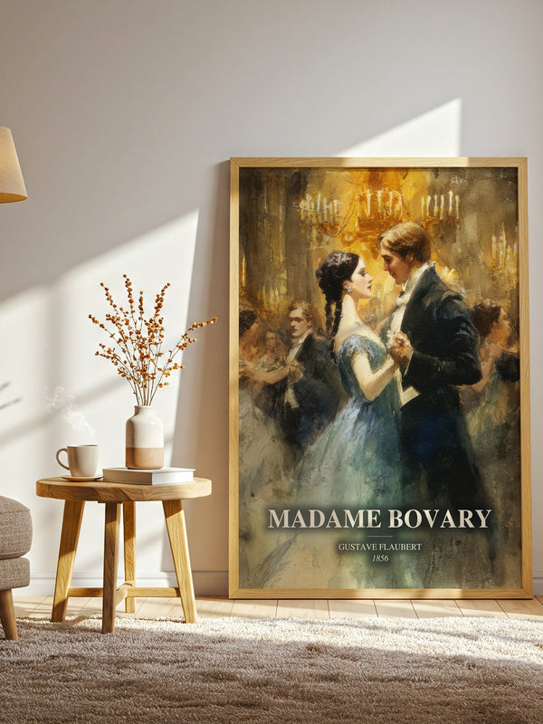 Madame Bovary watercolour print in frame leaning in hallway – classic literature wall art
