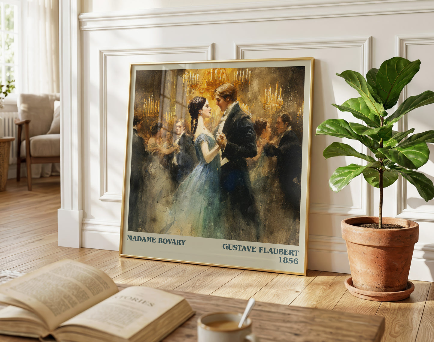 Madame Bovary literary print on bookshelf – Gustave Flaubert fan gift