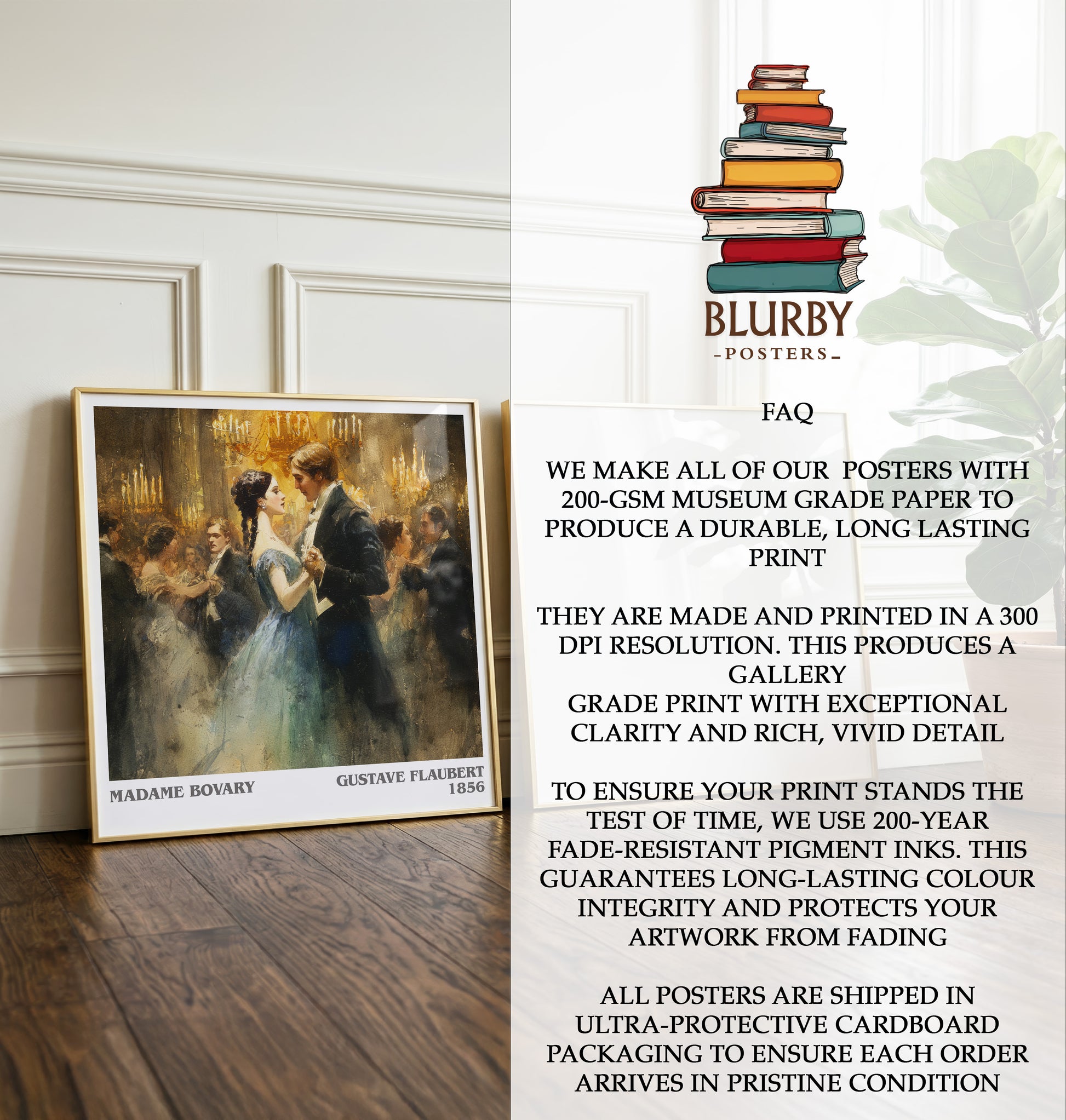 Madame Bovary book poster packaging – museum-quality print rolled in protective tube