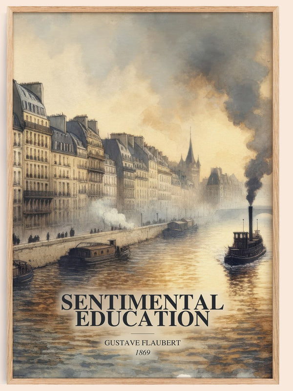 Sentimental Education watercolour book poster by Gustave Flaubert – framed literary art print