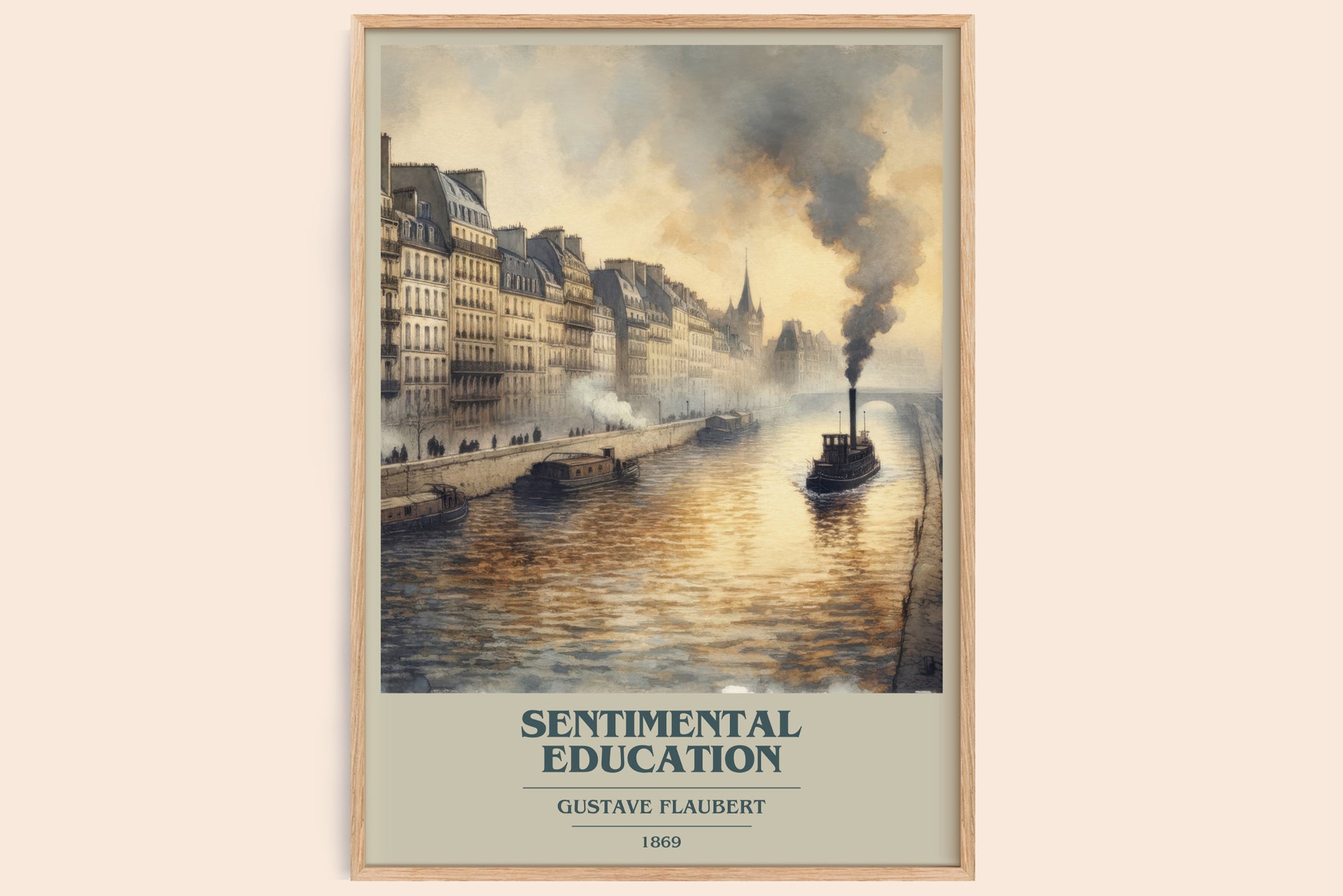 Sentimental Education book cover book poster by Gustave Flaubert – framed literary art print