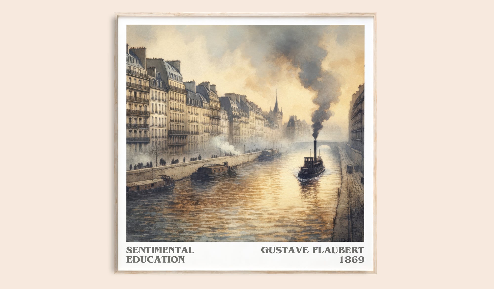 Sentimental Education literary book poster by Gustave Flaubert – framed literary art print