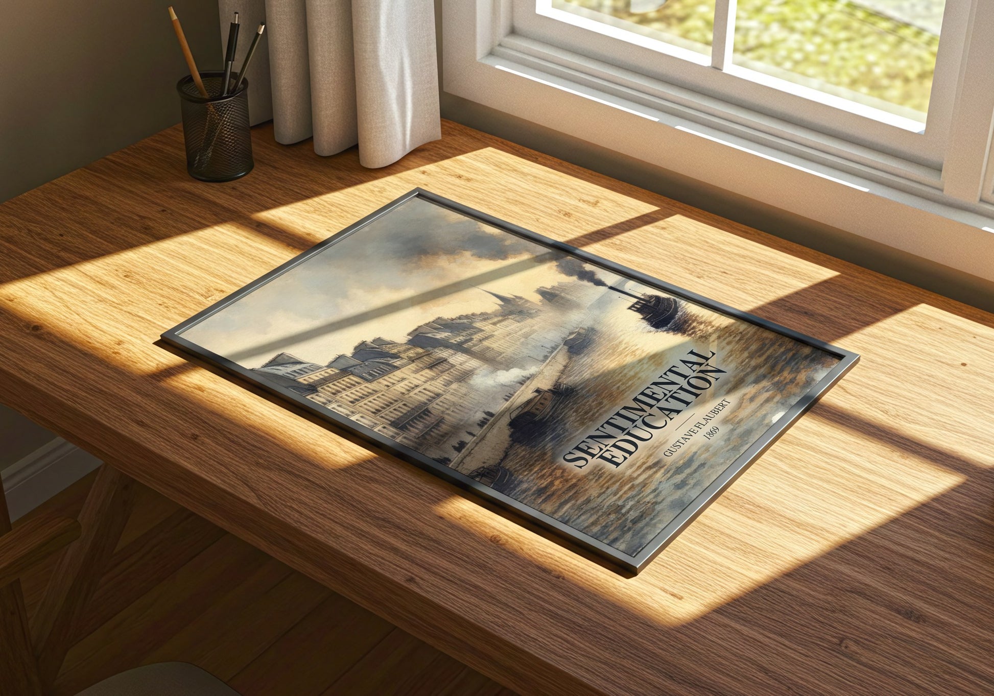 Sentimental Education watercolour book poster framed on wall – classic literature wall art