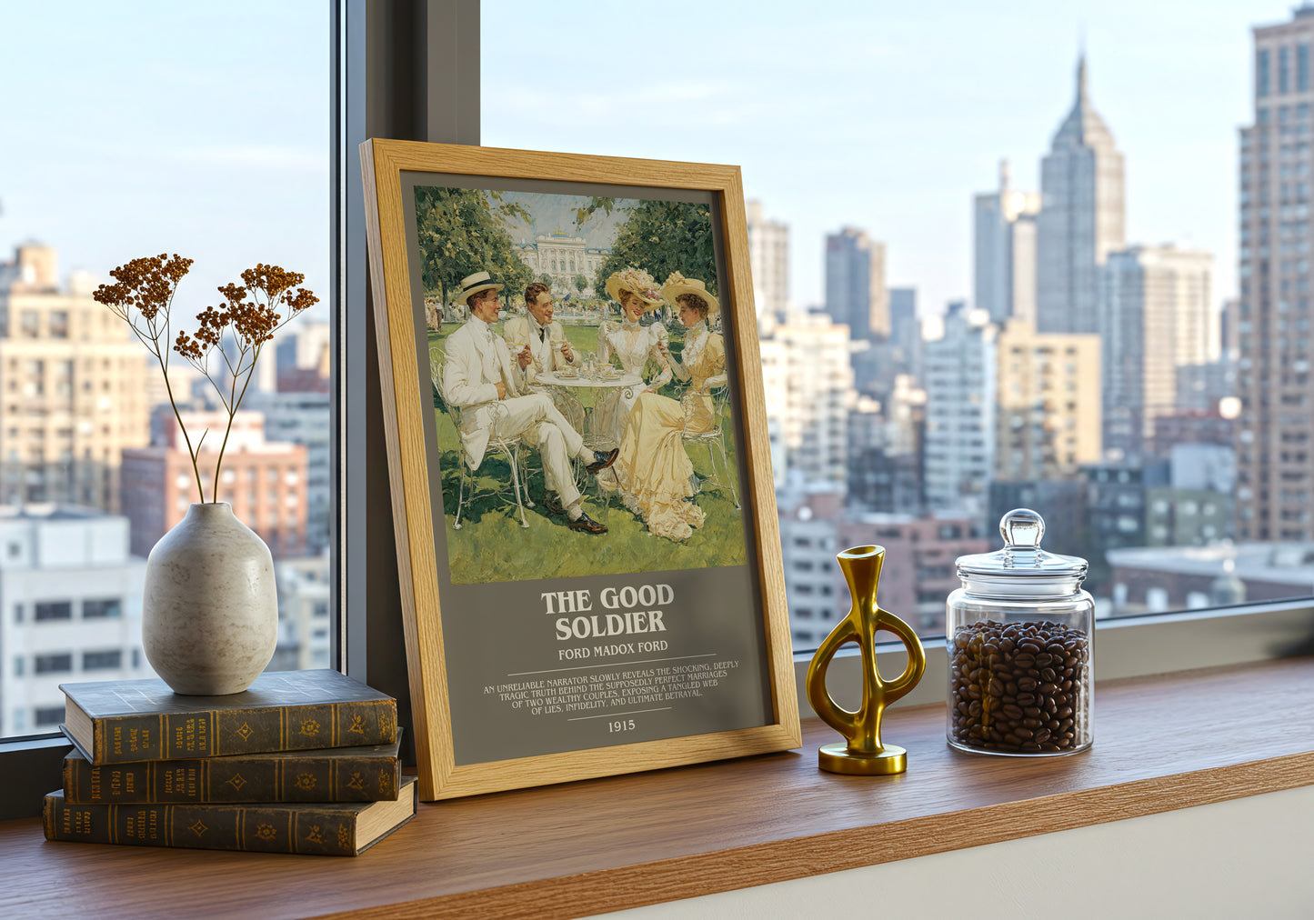 The Good Soldier bookish print framed by window – literary home decor