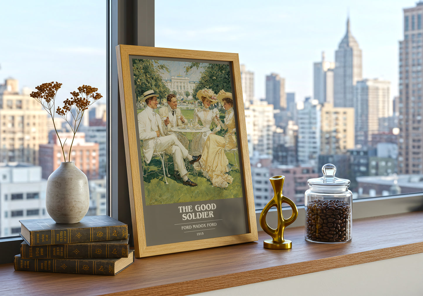 The Good Soldier book cover print framed by window – literary home decor