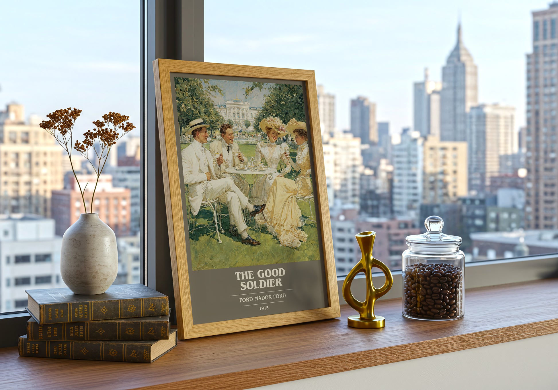 The Good Soldier book cover print framed by window – literary home decor