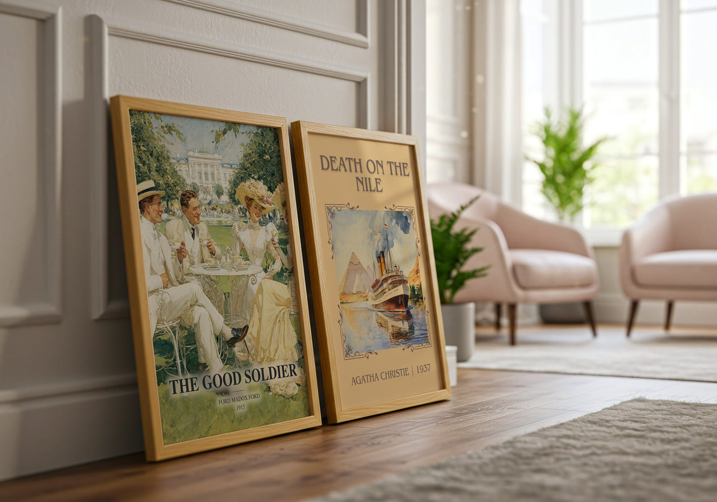 The Good Soldier watercolour print framed by window – literary home decor