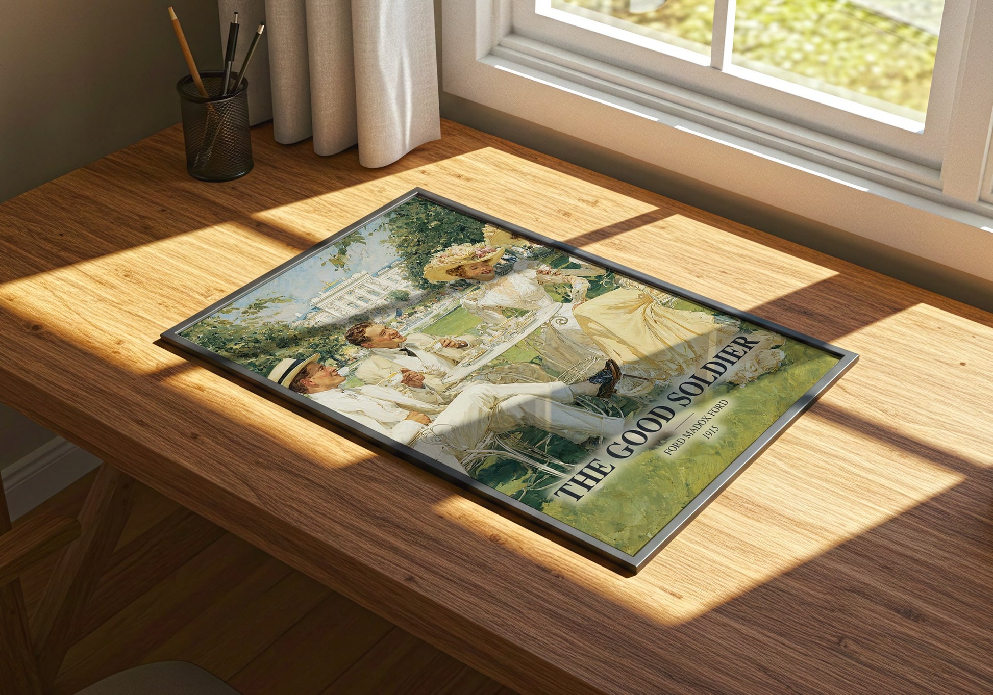 The Good Soldier watercolour book poster framed on wall – classic literature wall art