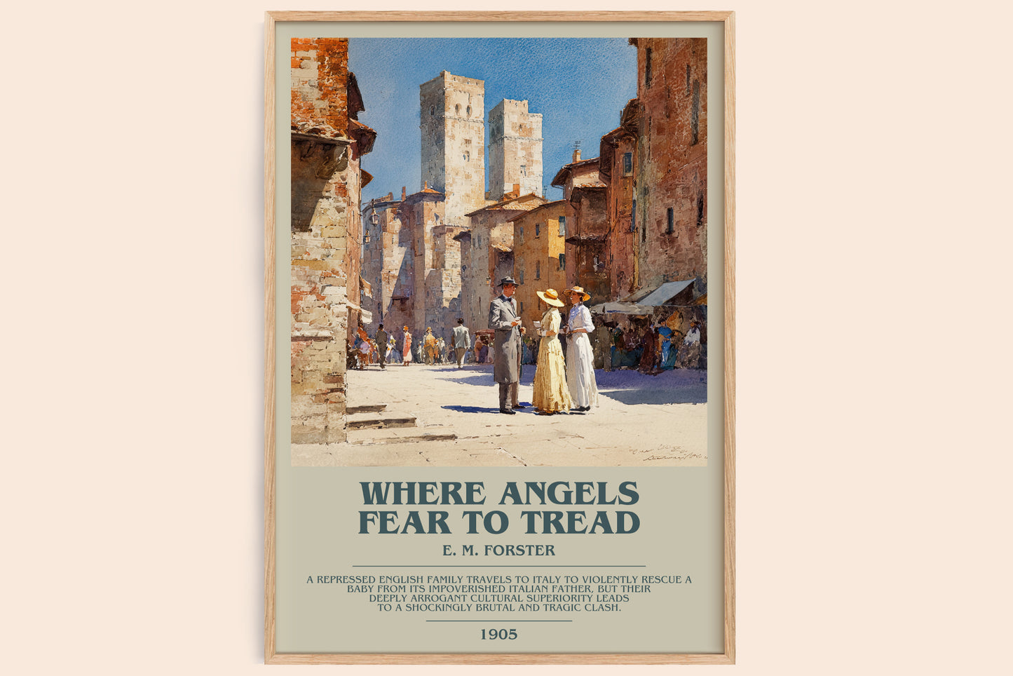 Where Angels Fear to Tread bookish book poster by E. M. Forster – framed literary art print