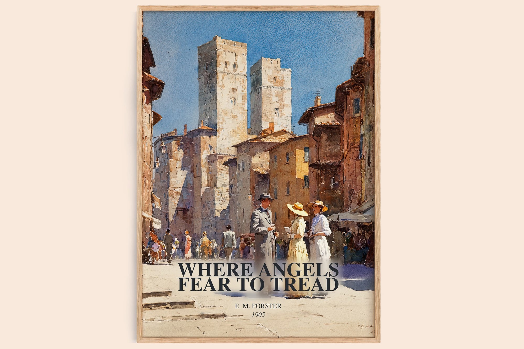 Where Angels Fear To Tread watercolour book poster by E. M. Forster – framed literary art print