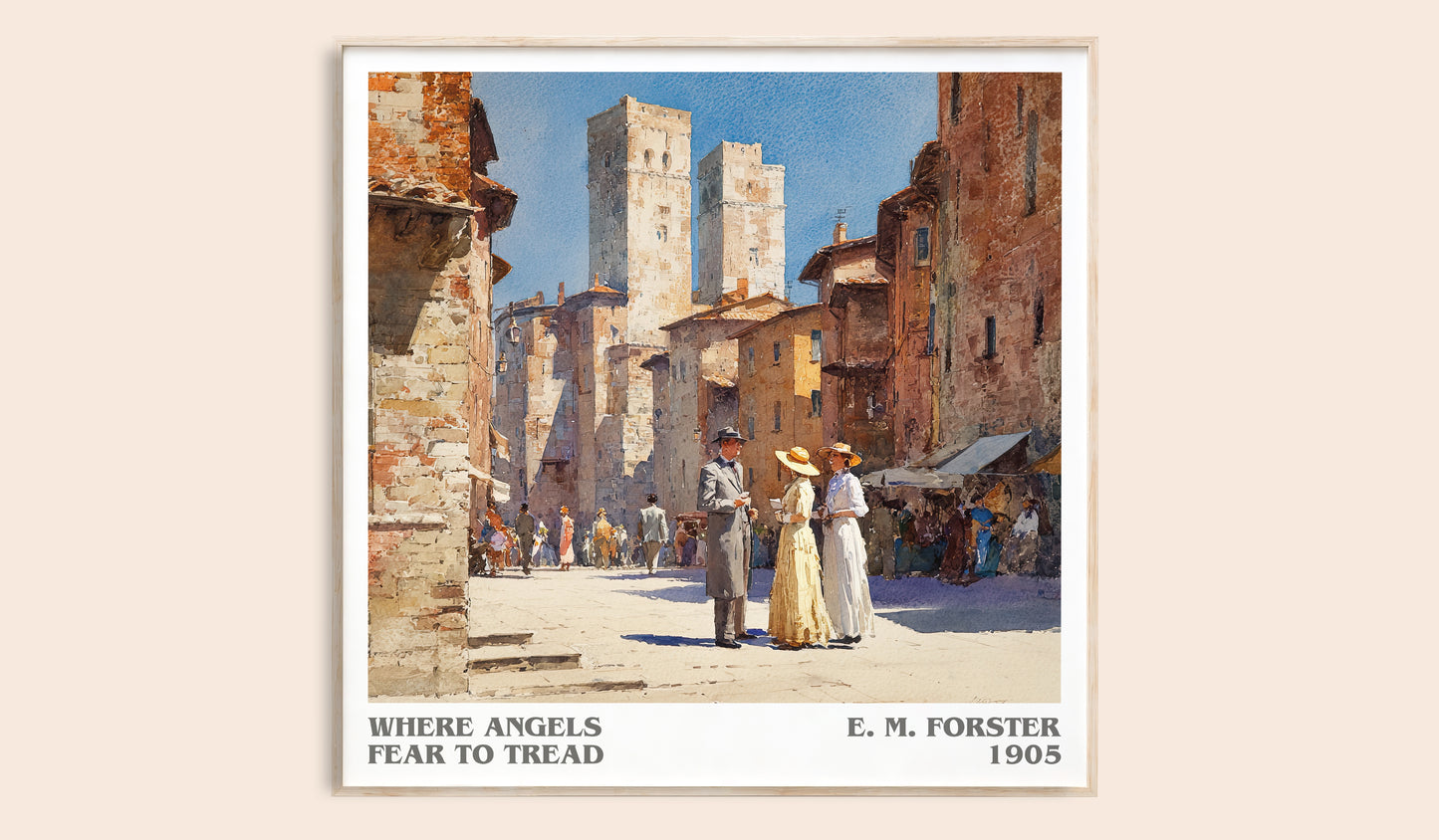 Where Angels Fear to Tread literary book poster by E. M. Forster – framed literary art print
