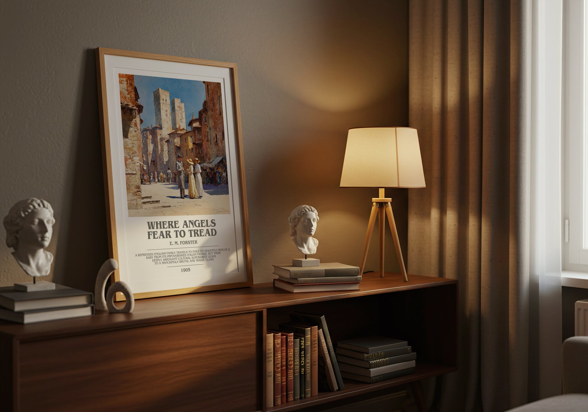 Where Angels Fear to Tread bookish book poster framed on wall – romance wall art