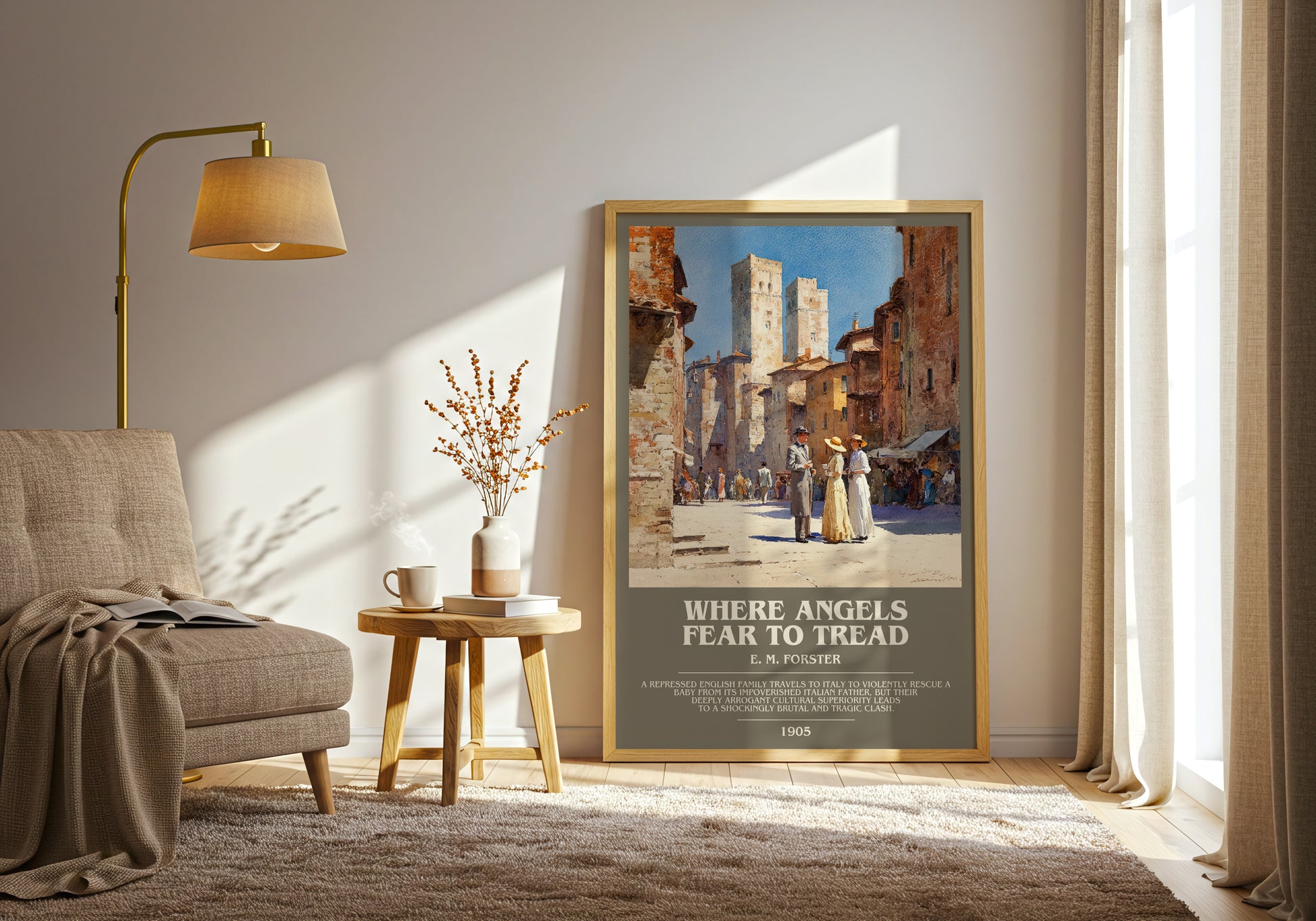 Where Angels Fear to Tread bookish print on bookshelf – E. M. Forster fan gift
