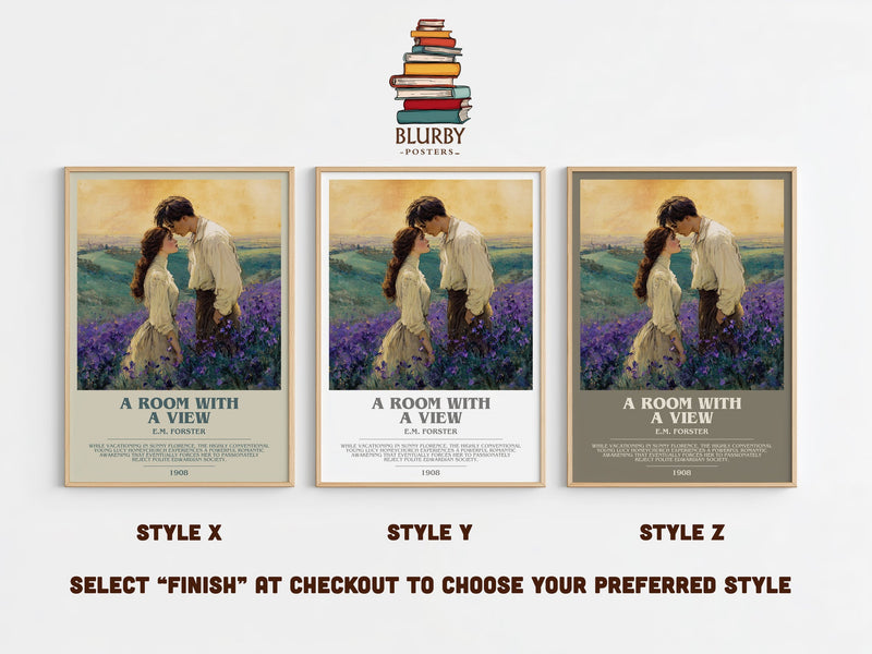 A Room With A View bookish print in frame leaning in hallway – classic literature wall art