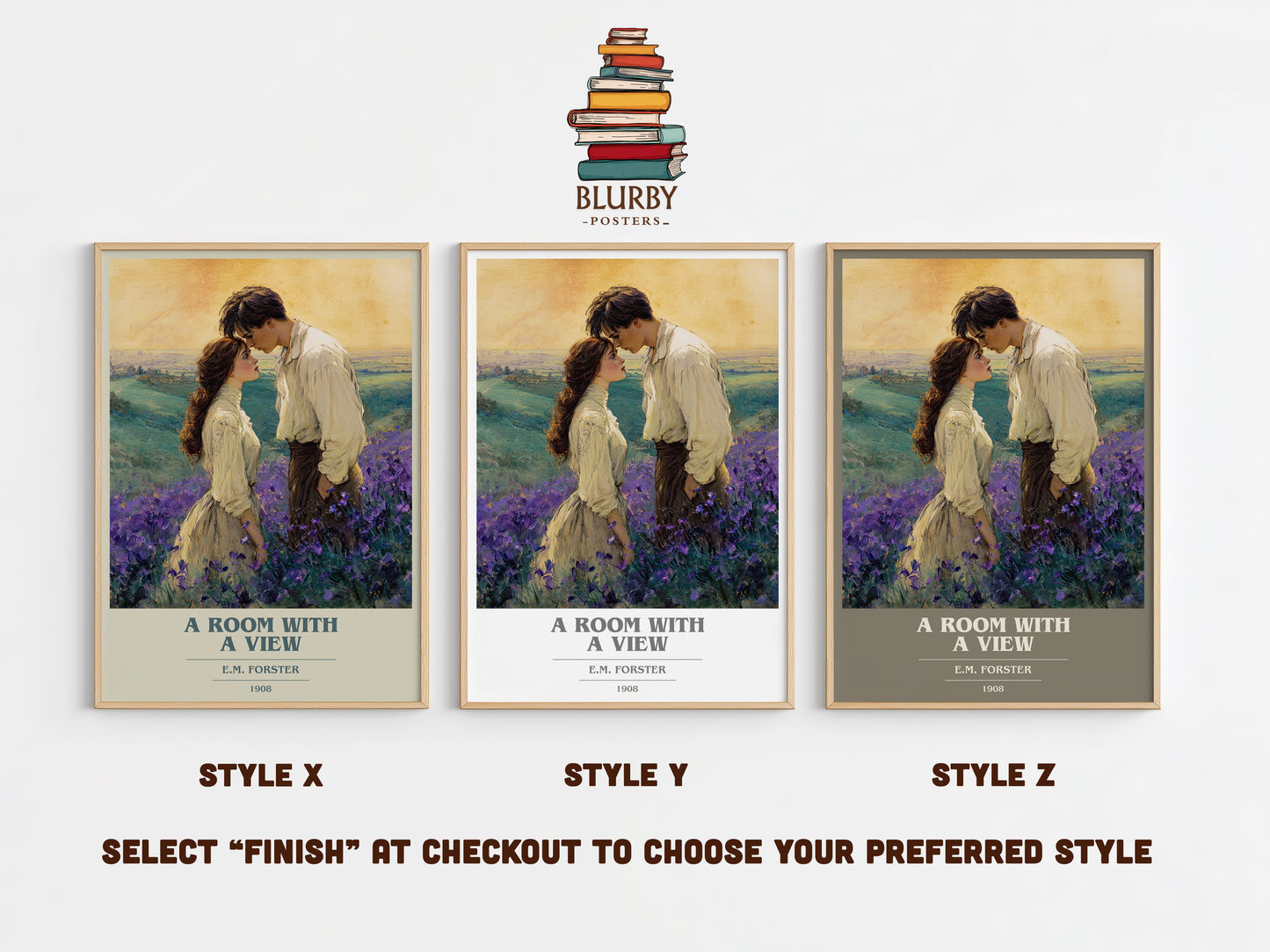 A Room With A View book cover print in frame leaning in hallway – classic literature wall art