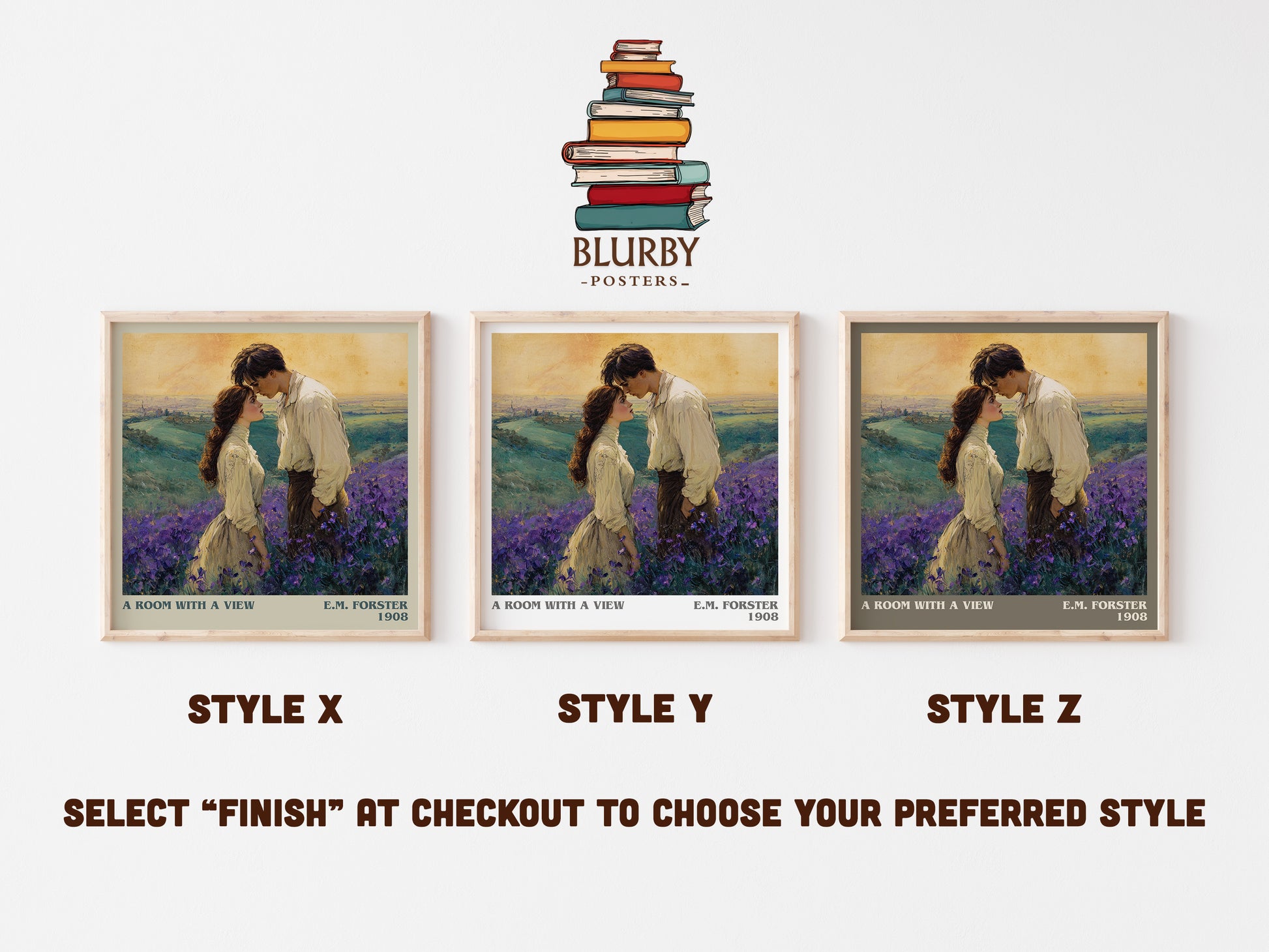 A Room With A View literary print in frame leaning in hallway – classic literature wall art