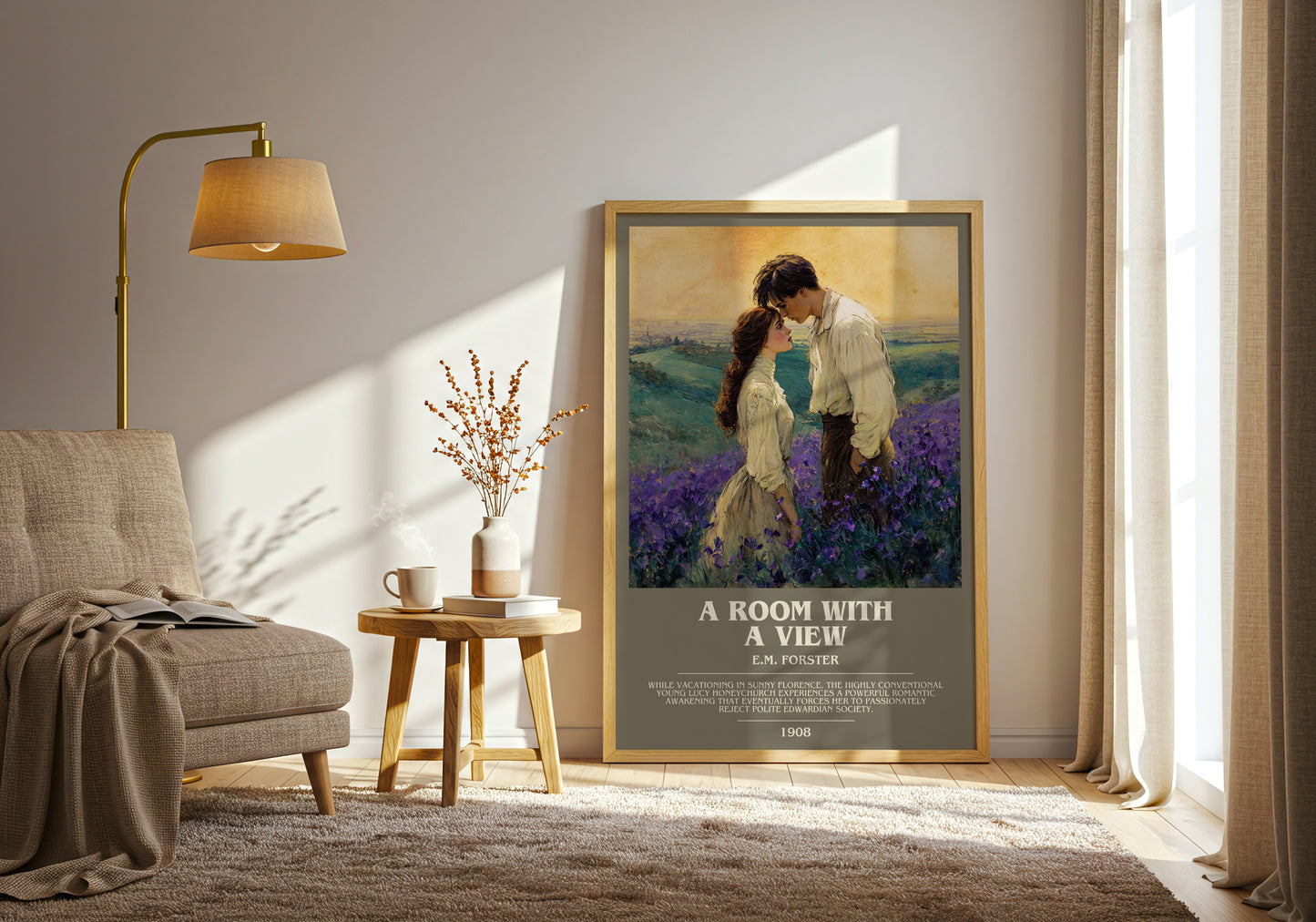 A Room With A View bookish print on bookshelf – E.M. Forster fan gift