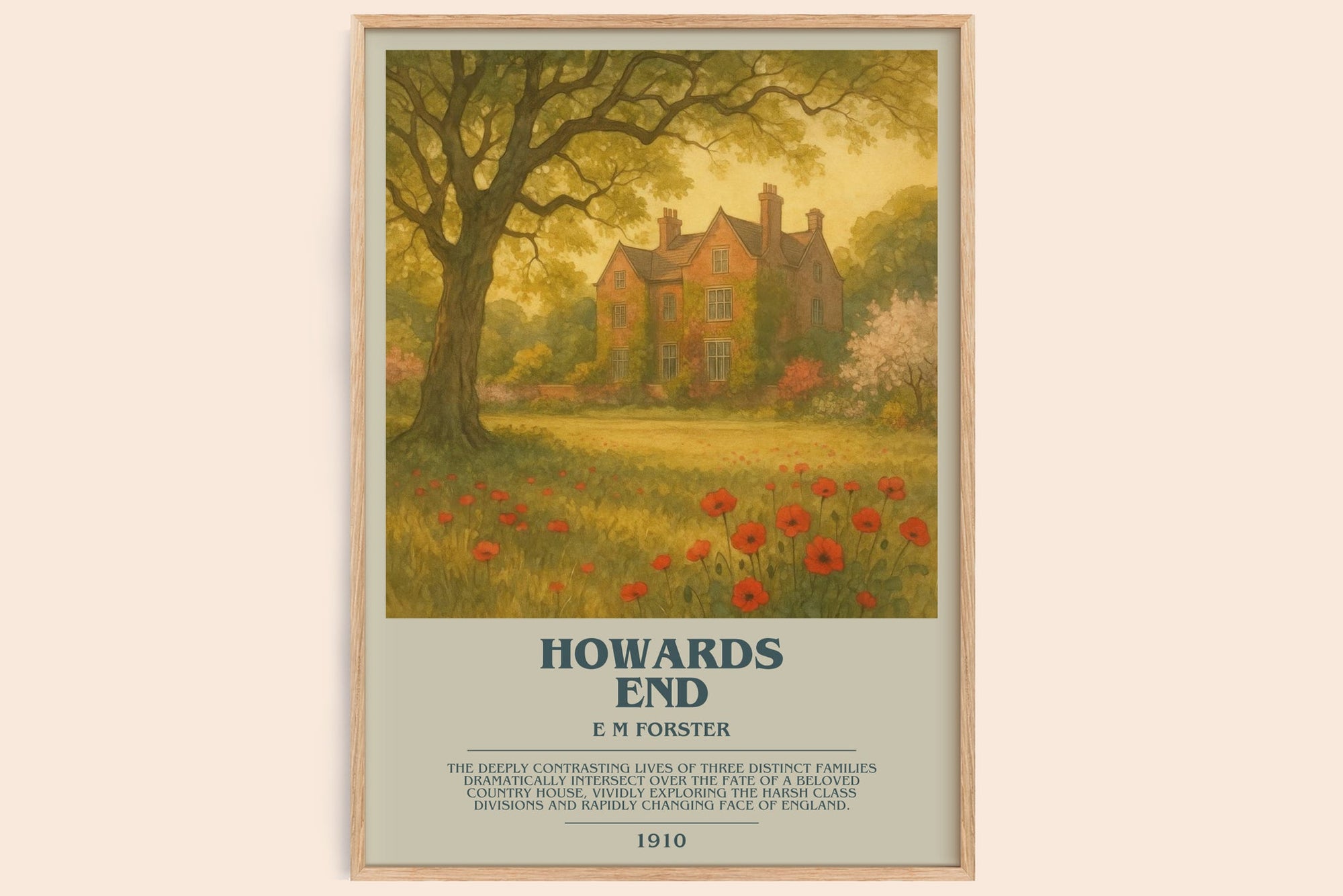 Howards End bookish book poster by E M Forster – framed literary art print
