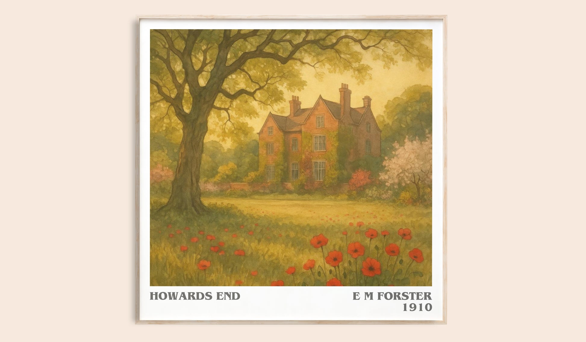 Howards End literary book poster by E M Forster – framed literary art print