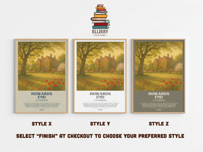 Howards End bookish print in frame leaning in hallway – classic literature wall art