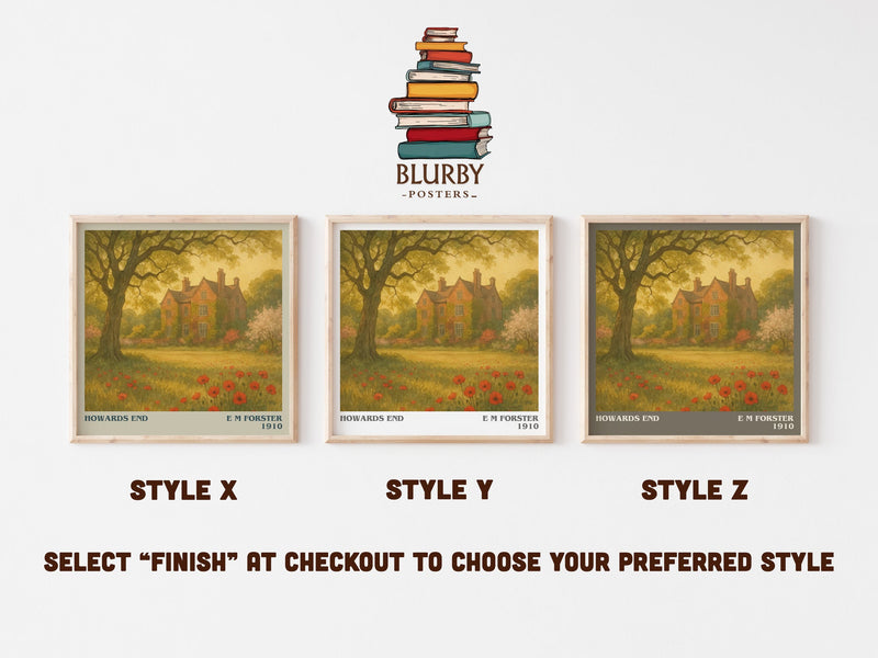 Howards End literary print in frame leaning in hallway – classic literature wall art
