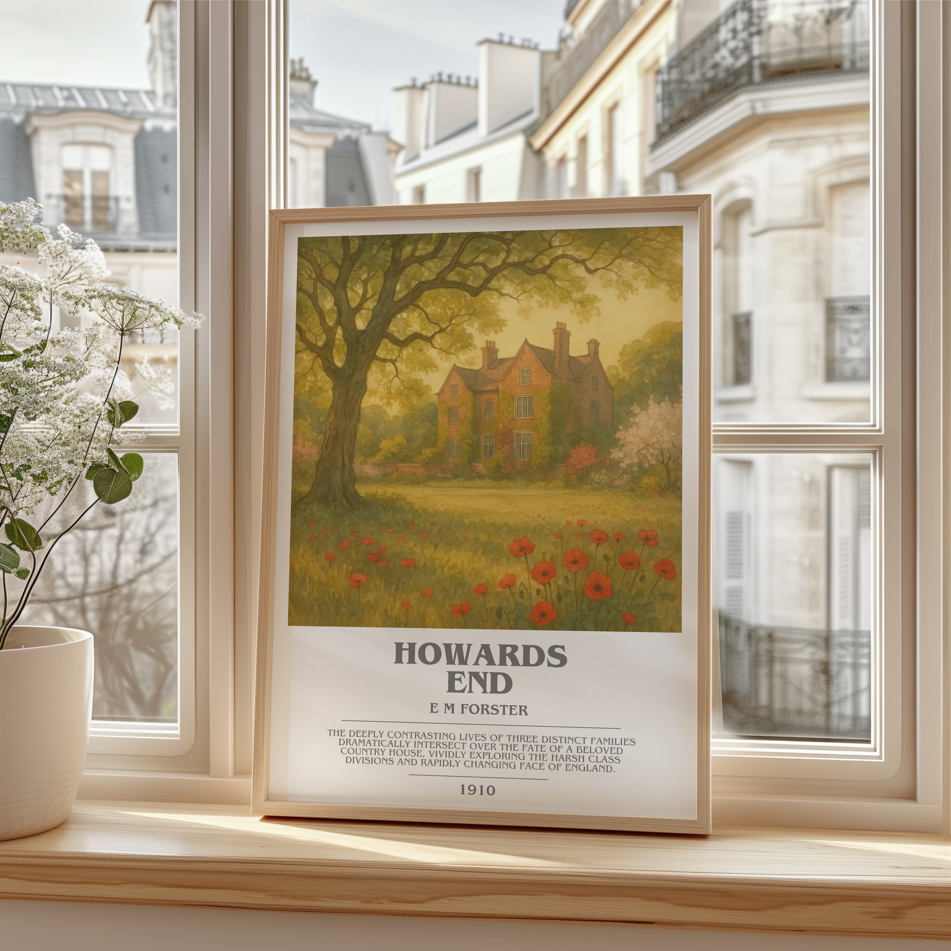 Howards End bookish poster colour and style options – E M Forster book art