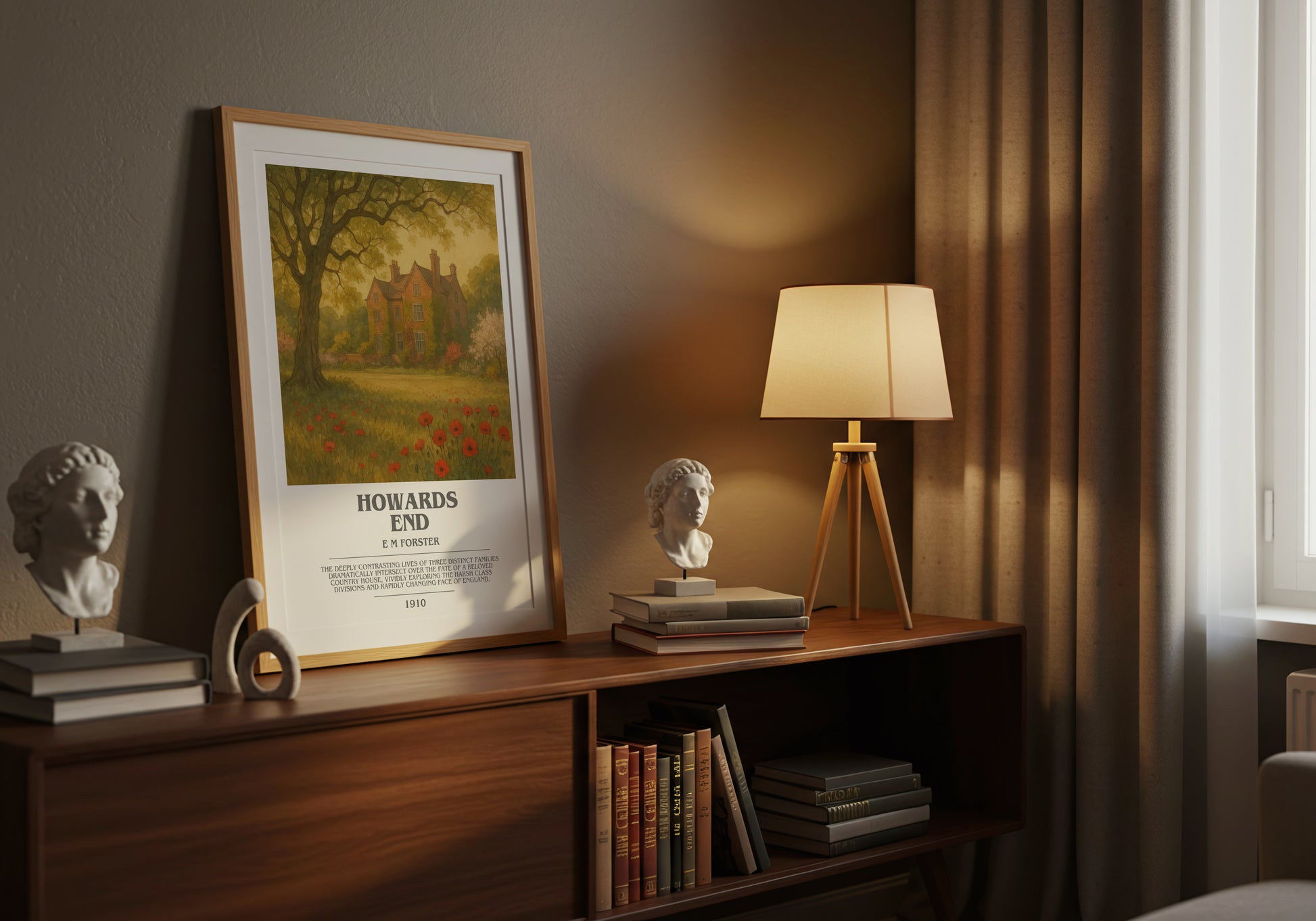 Howards End bookish book poster framed on wall – classic literature wall art