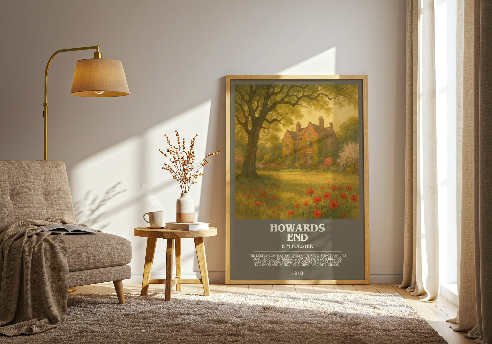 Howards End bookish print on bookshelf – E M Forster fan gift