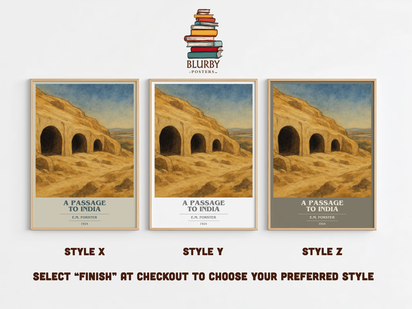 A Passage To India book cover print in frame leaning in hallway – literary fiction wall art